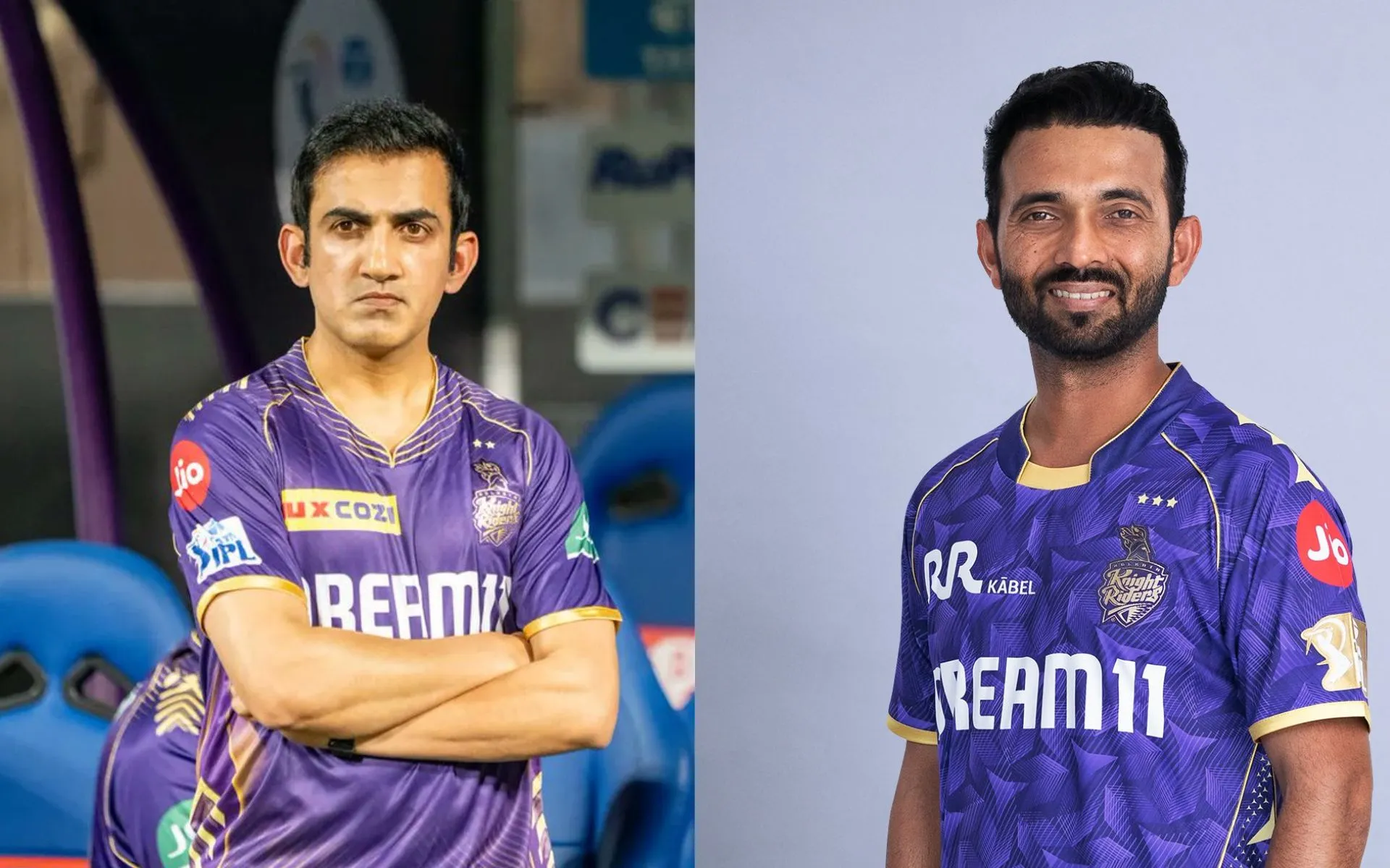 Gautam Gambhir and Ajinkya Rahane [Source: @Prat1k_, @KKRUltras/x.com]