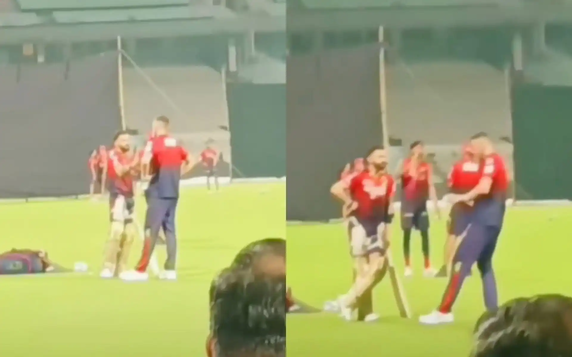 Virat Kohli taking tips from Hazlewood [Source: @mufaddal_vohra/X]