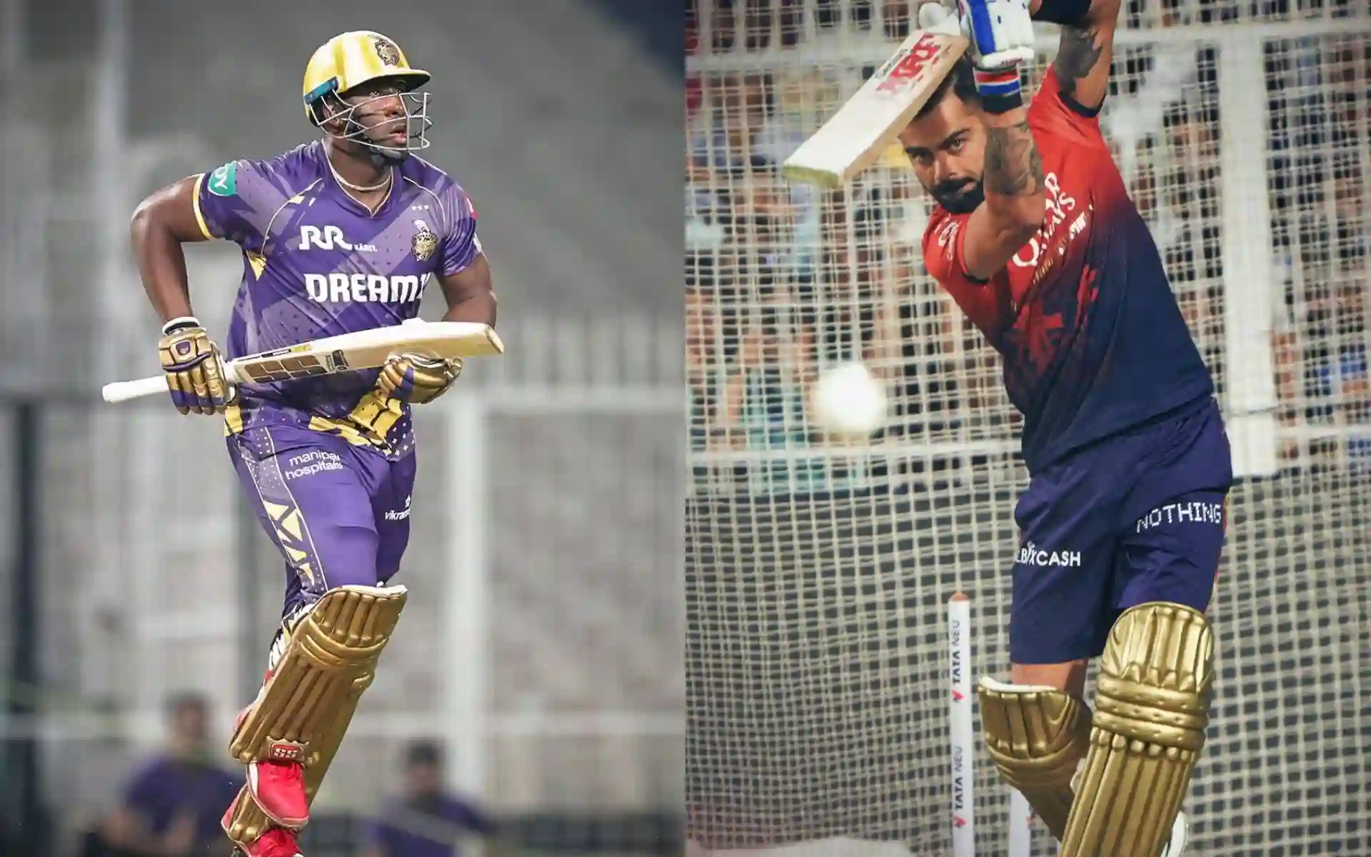Andre Russell and Virat Kohli [Source: @RCBTweets, @KKRiders/x.com]