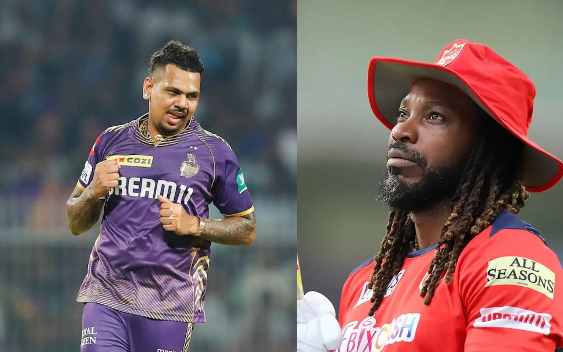 Sunil Narine and Chris Gayle (Source:@sapna44822,x,com)