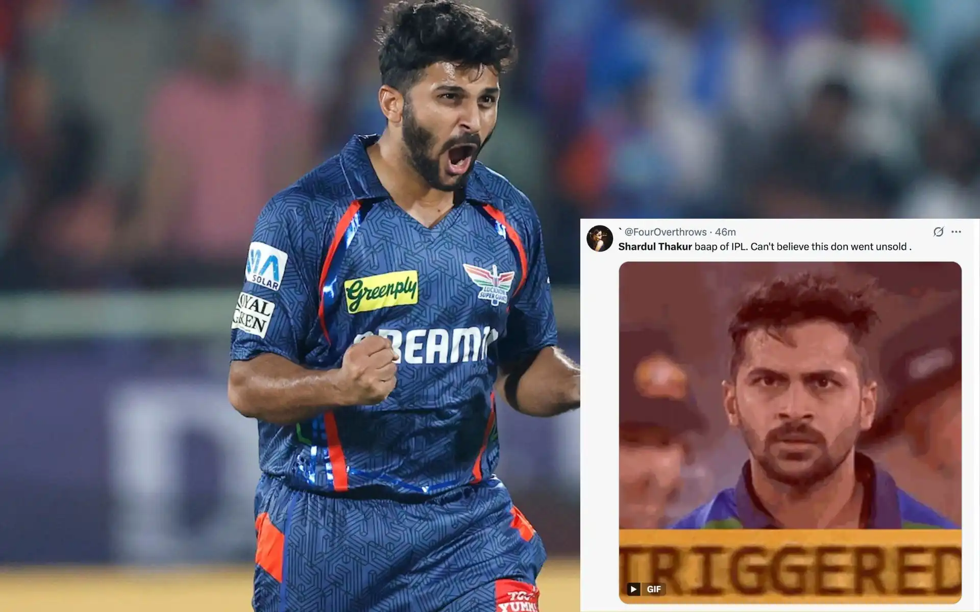 Shardul Thakur praised by fans [Source: @utsav__45, @FourOverthrows/X.com]