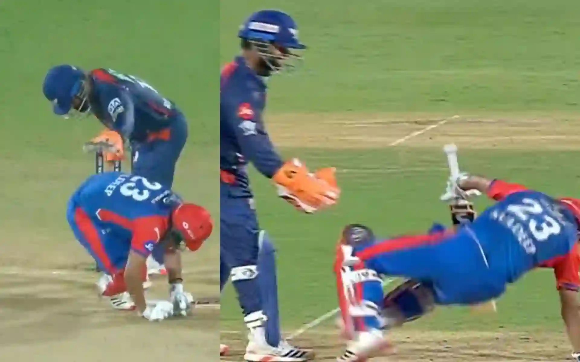 Rishabh Pant pushed Kuldeep to the ground during the IPL 2025 match 5 [Source: @kuchnahi1269083/x.com]