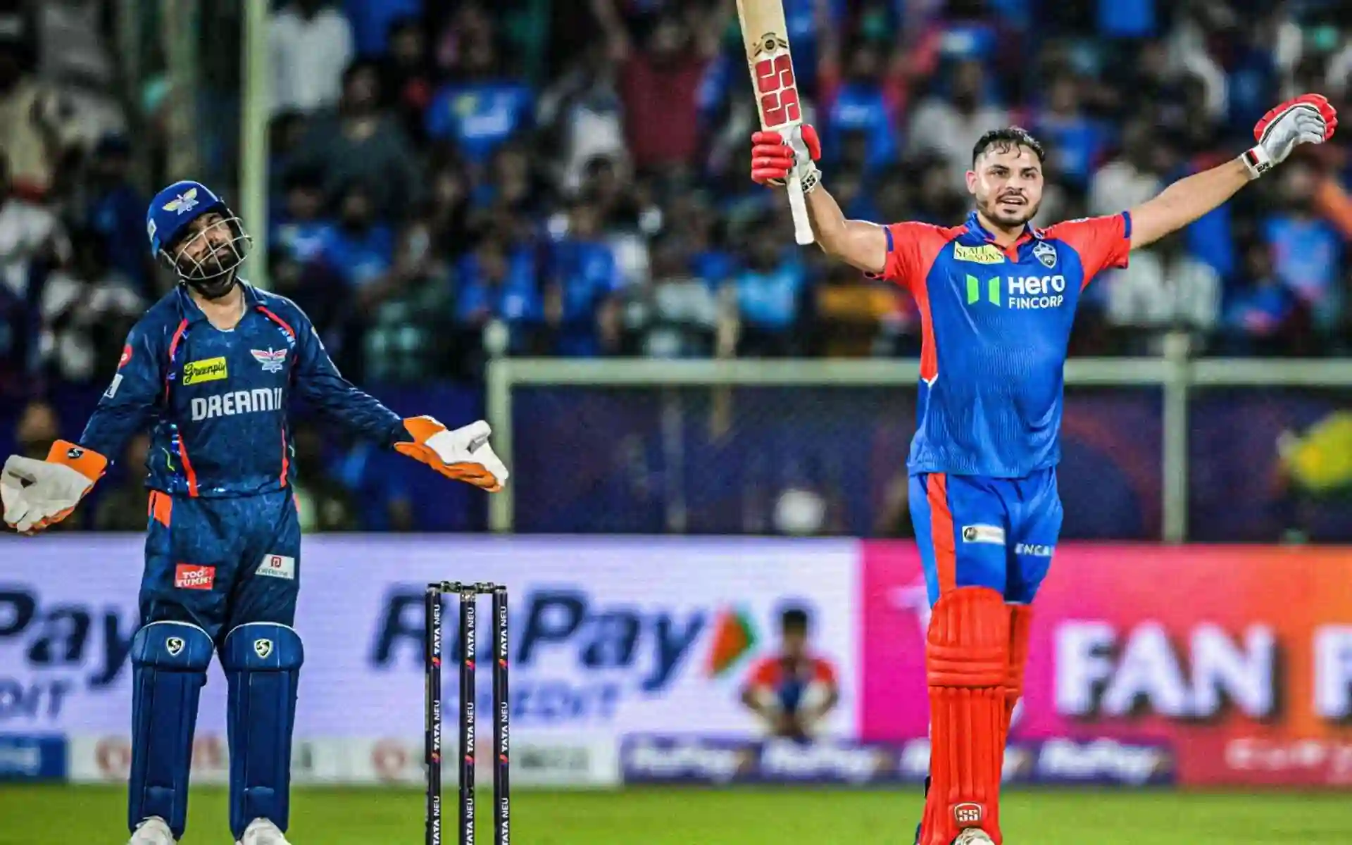 Rishabh Pant After Ashutosh Sharma's winning Six (Source:@mufaddal_vohra/X.com)