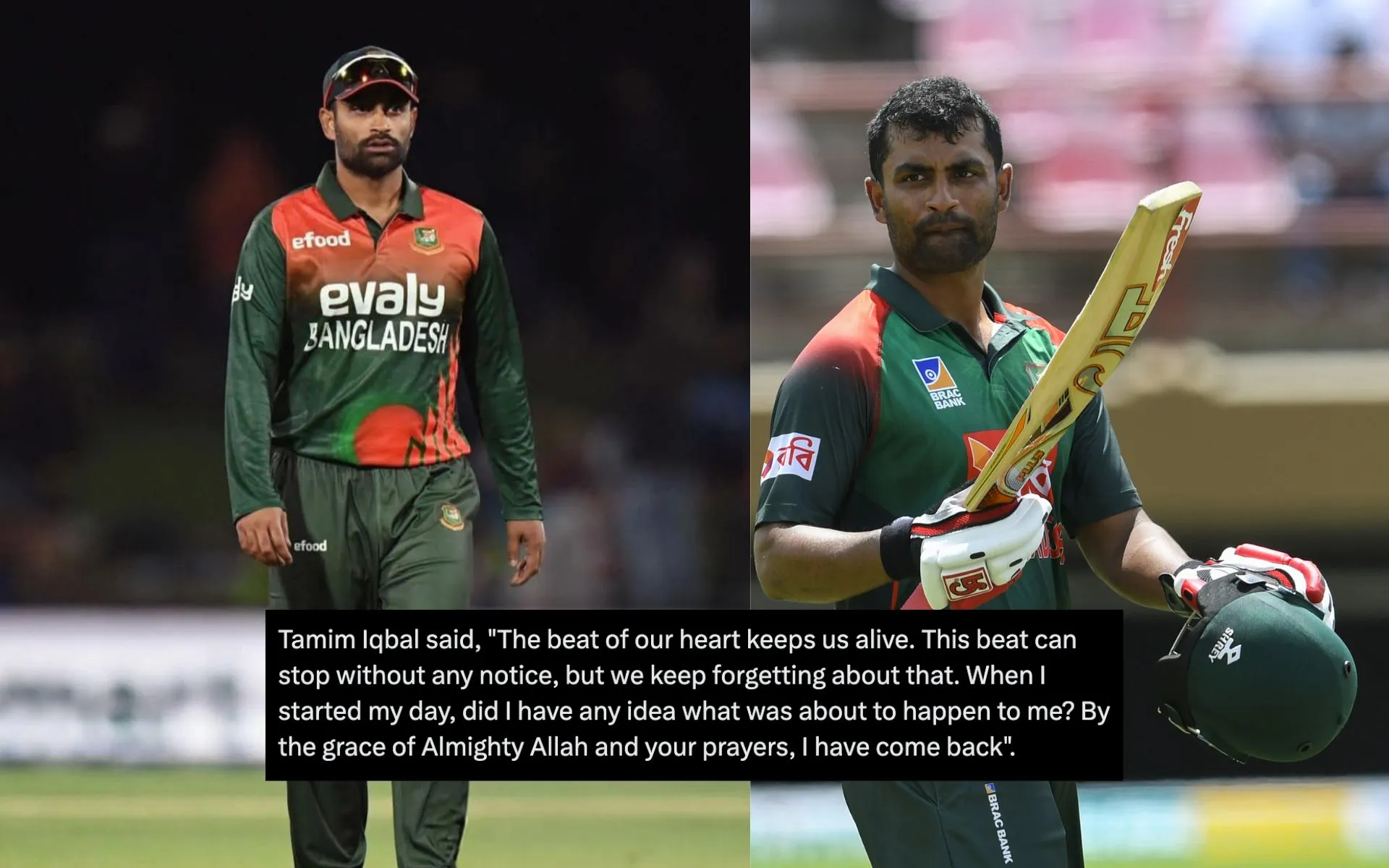 Tamim Iqbal Emotional post after suffering heart attack (Source:@HussnainAslam1,x.com)