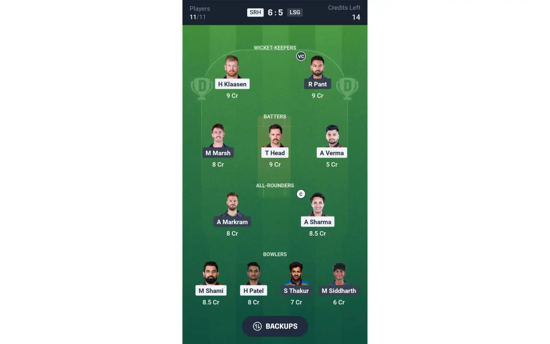 SRH vs LSG, IPL Match 7: Dream11 Team 2 [Source: @Dream11 App]