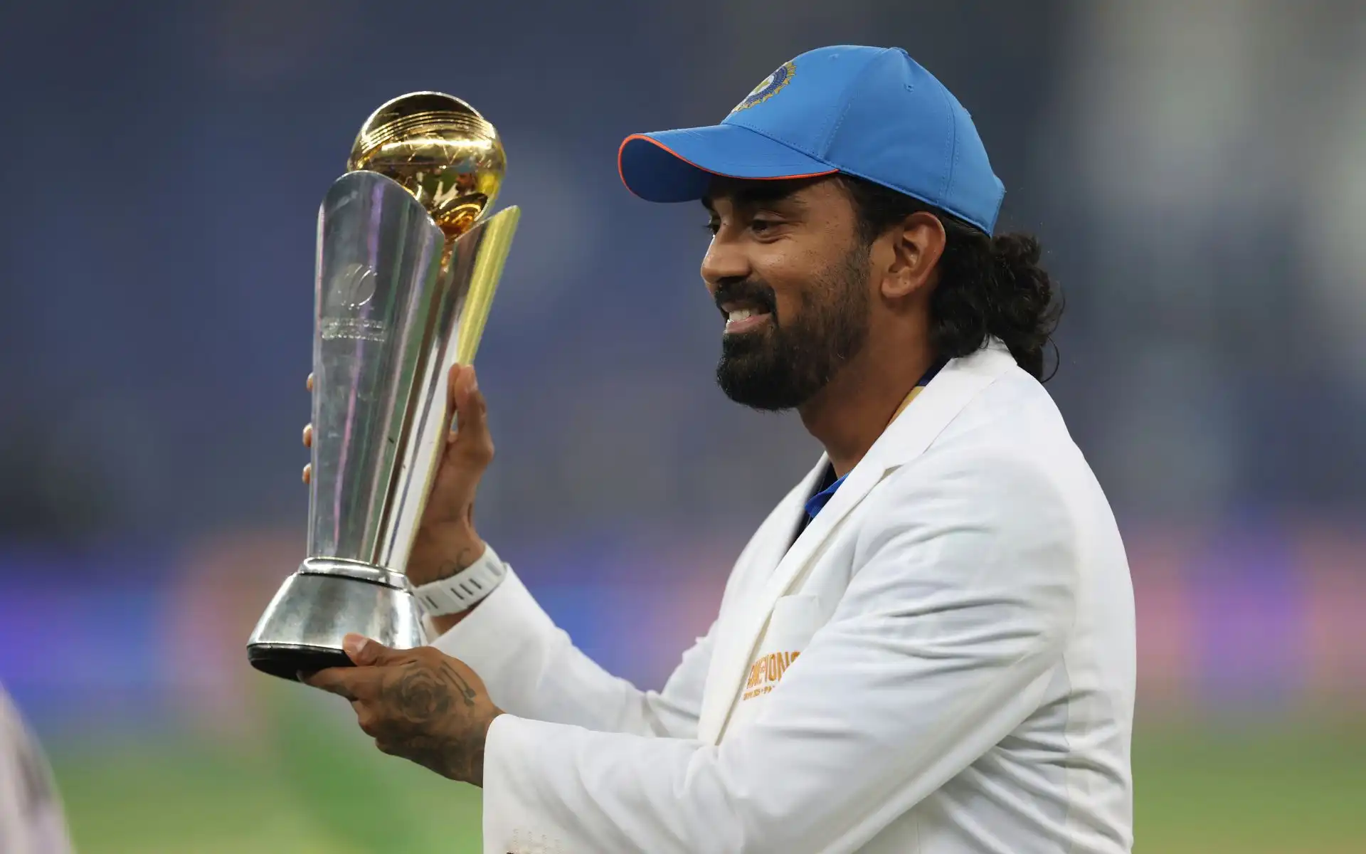 KL Rahul after Champions Trophy win (Source: AP Photos)