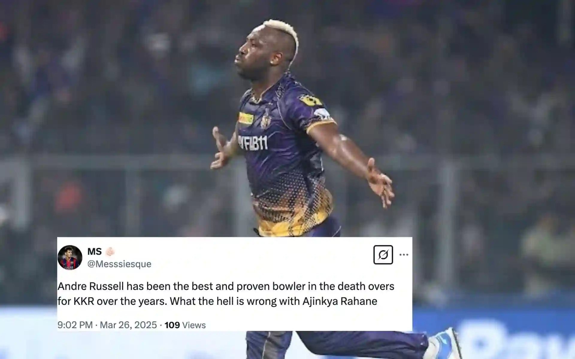 'What The Hell Is Wrong': Fans Question Rahane For Holding Andre Russell From Bowling 'What The Hell Is Wrong': Fans Question Rahane For Holding Andre Russell From Bowling