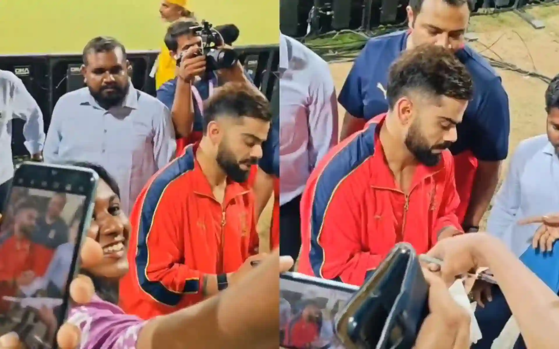 Virat Kohli signs autographs at Chepauk. [Source: @Trend_VKohli/X]
