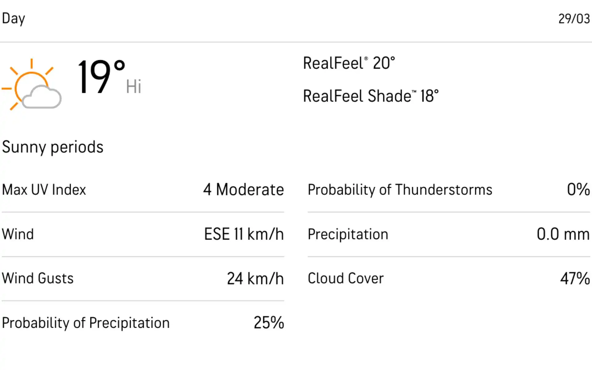 Weather prediction at McLean Park [Source: AccuWeather]