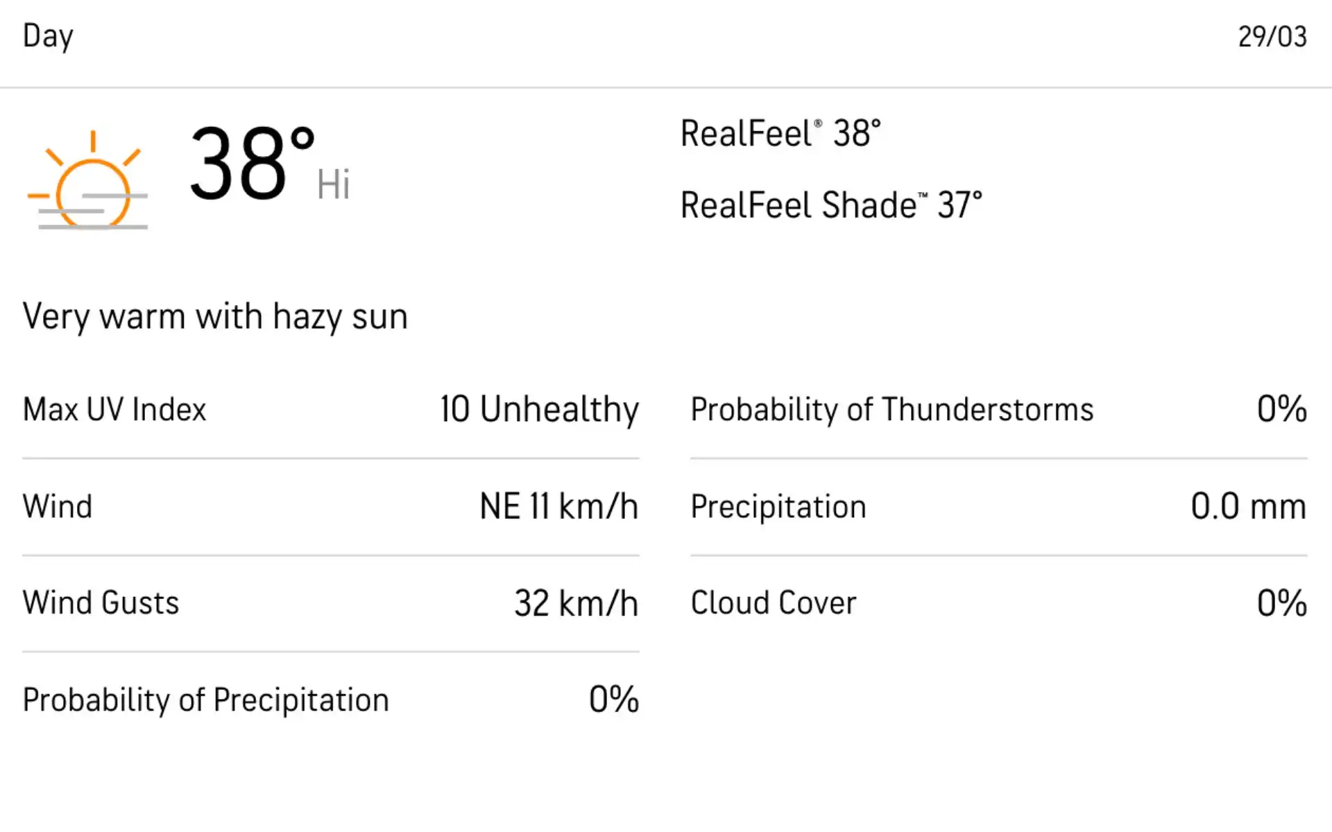 Weather prediction at Narendra Modi Stadium [Source: AccuWeather]