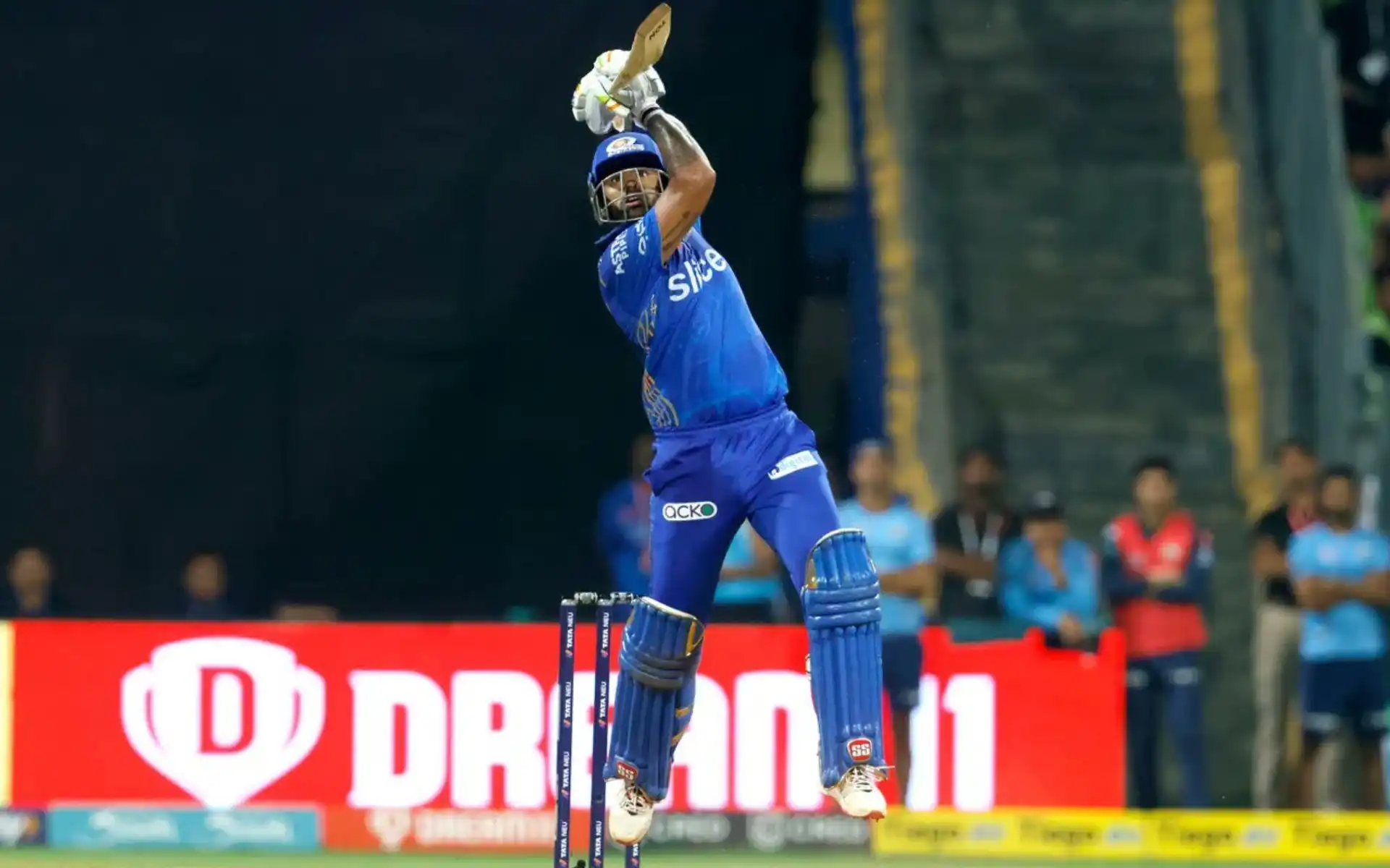 Suryakumar Yadav hits on the off-side. [Source: @SeerviBharath/X]