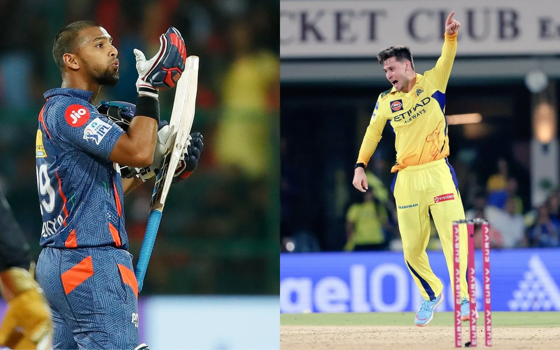 Nicholas Pooran and Noor Ahmed (Source: @IPL/X.com)