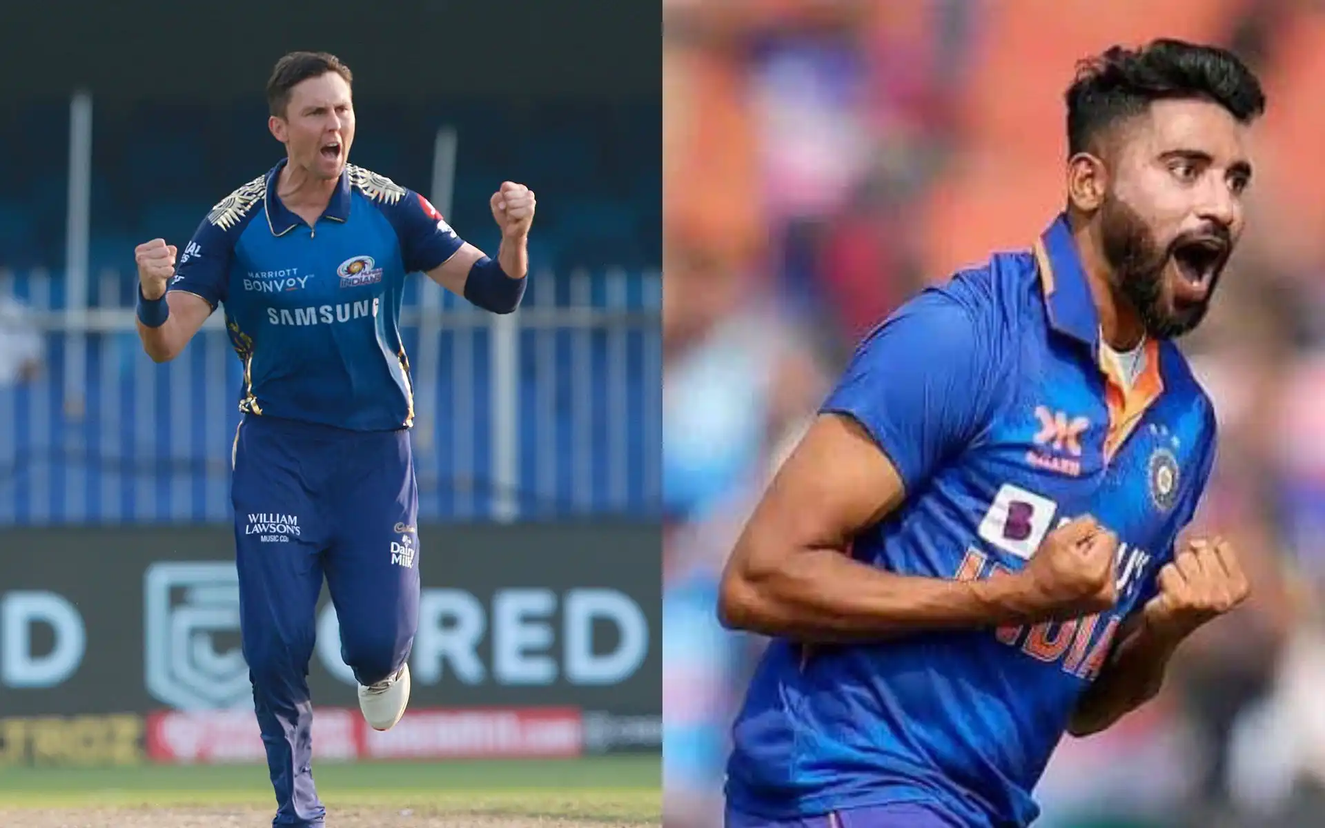 Trent Boult and Mohammed Siraj [Source: @AzamAmir96, @cricbuzz/x.com]
