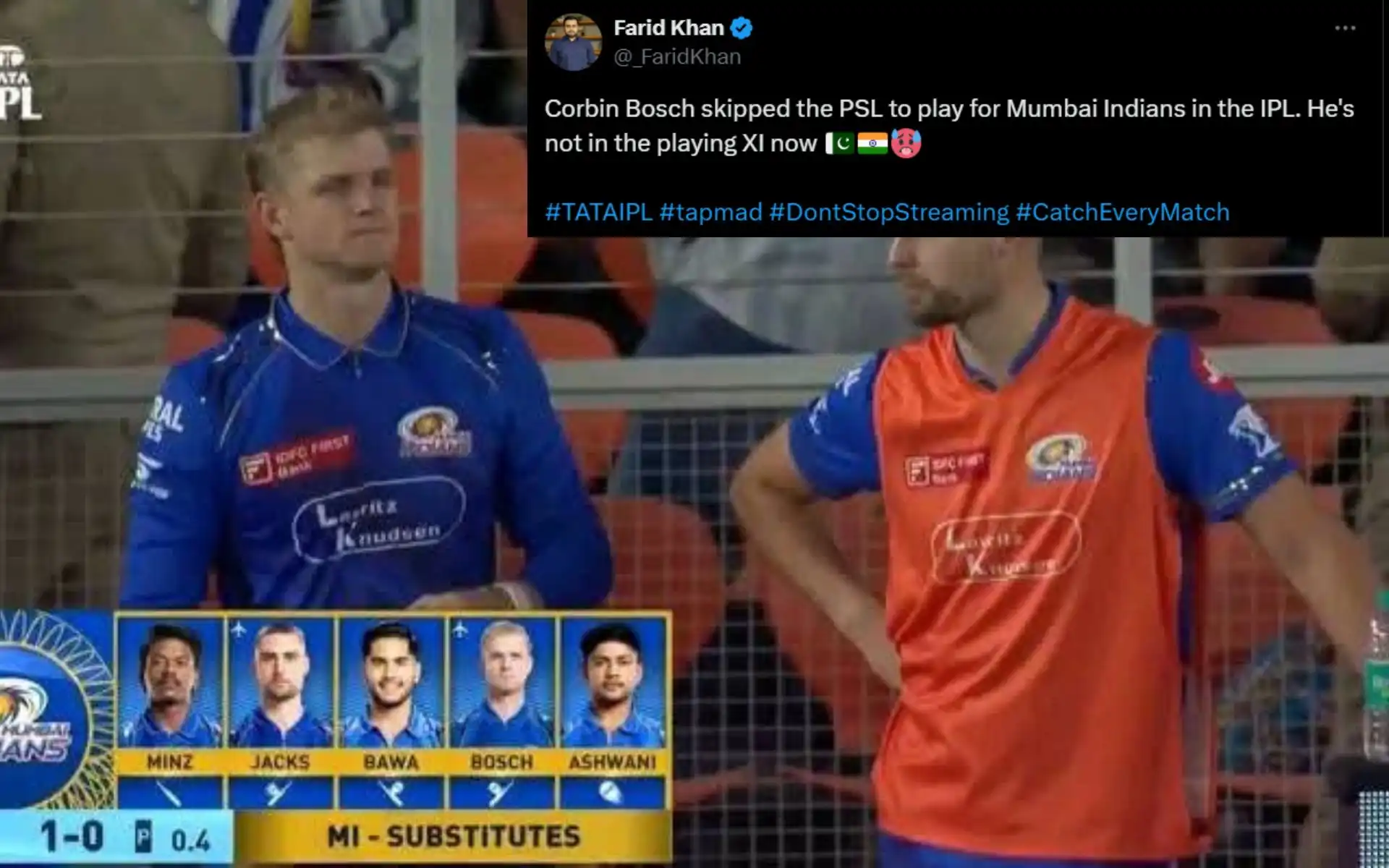 Pakistani Journalist Trolls Corbin Bosch (Source: @Huzaifa_Says11/x.com , @_FaridKhan/x.com)