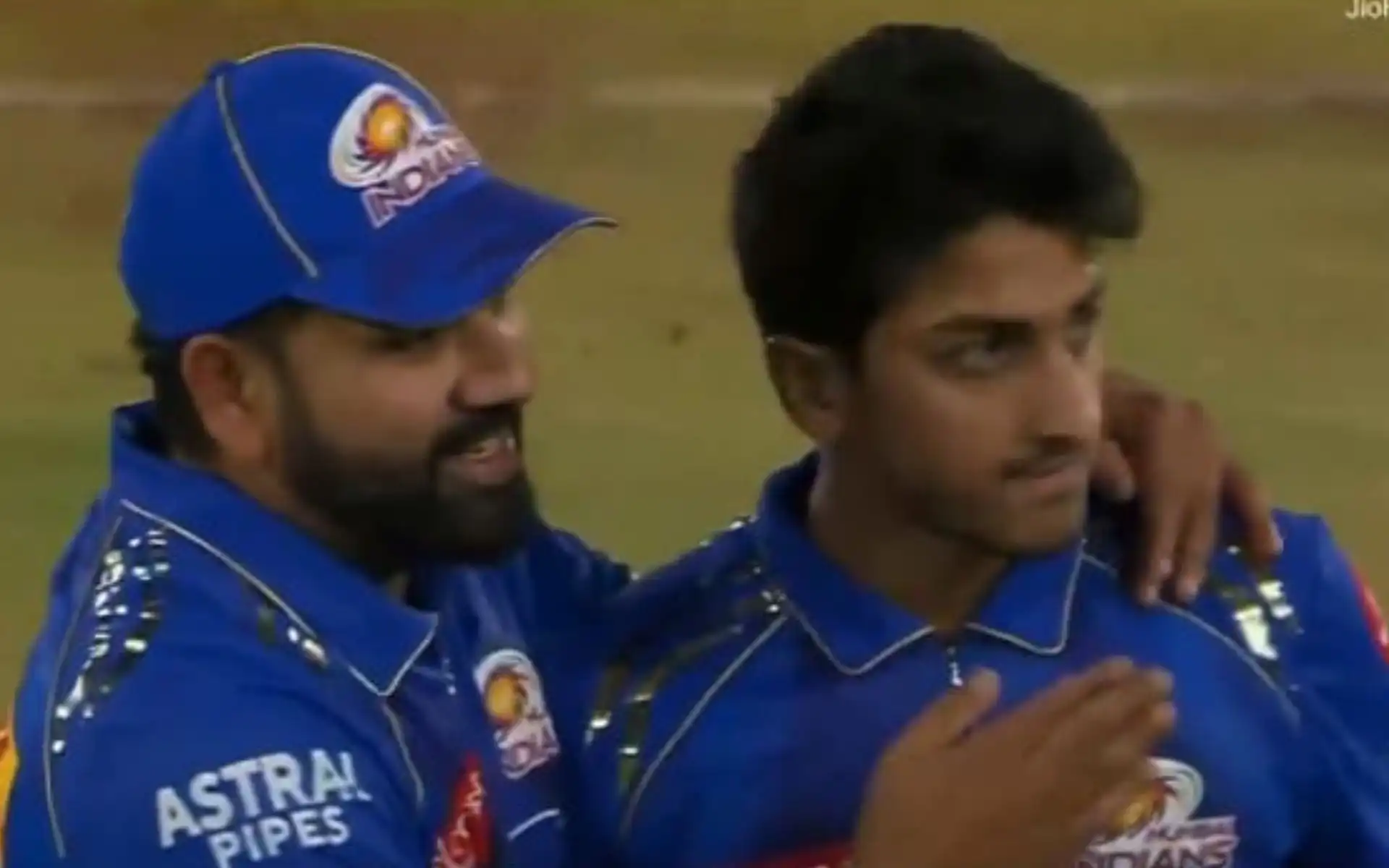 Rohit Sharma with P. Satyanarayana Raju. [Source - IPL/X.com]