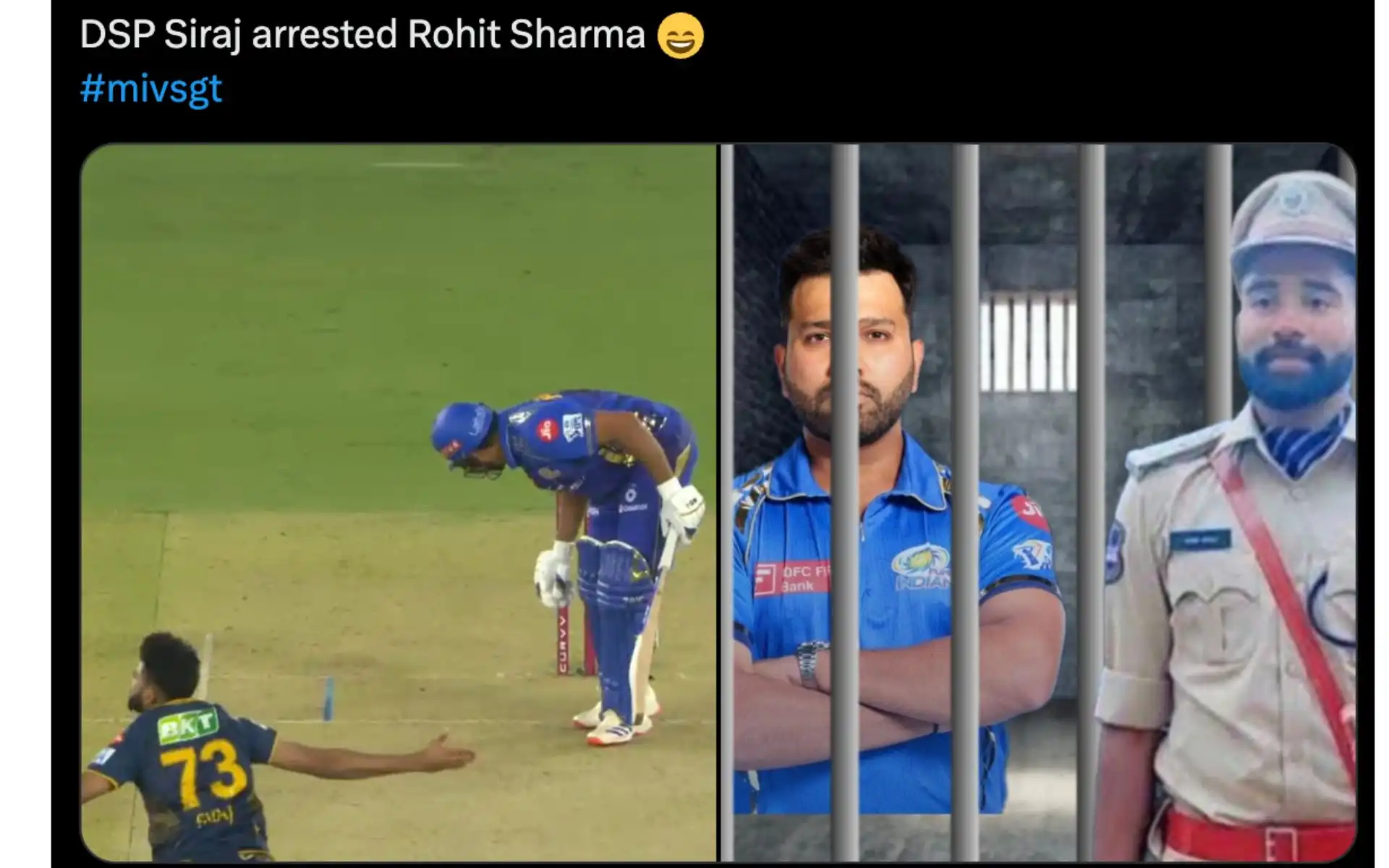 Fans reacting on departure of Rohit Sharma off Siraj's bowling [Source: @Cric_Jeba/x.com]