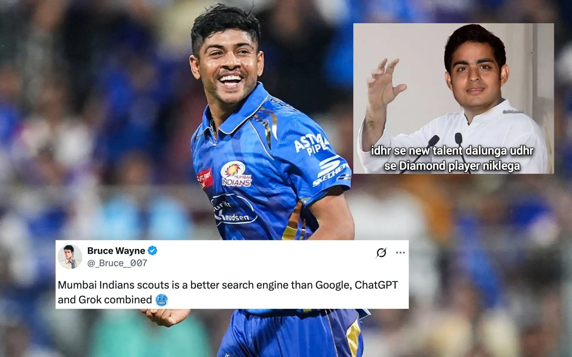 Ashwani Kumar impresses on debut for MI [Source: @mipaltan, @_Bruce__007/X.com]