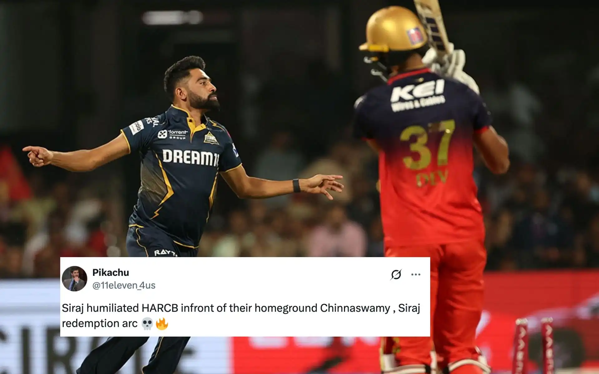 'Siraj Saved All Energy For RCB Match': Kohli And Co Trolled After GT Star Owns Chinnaswamy