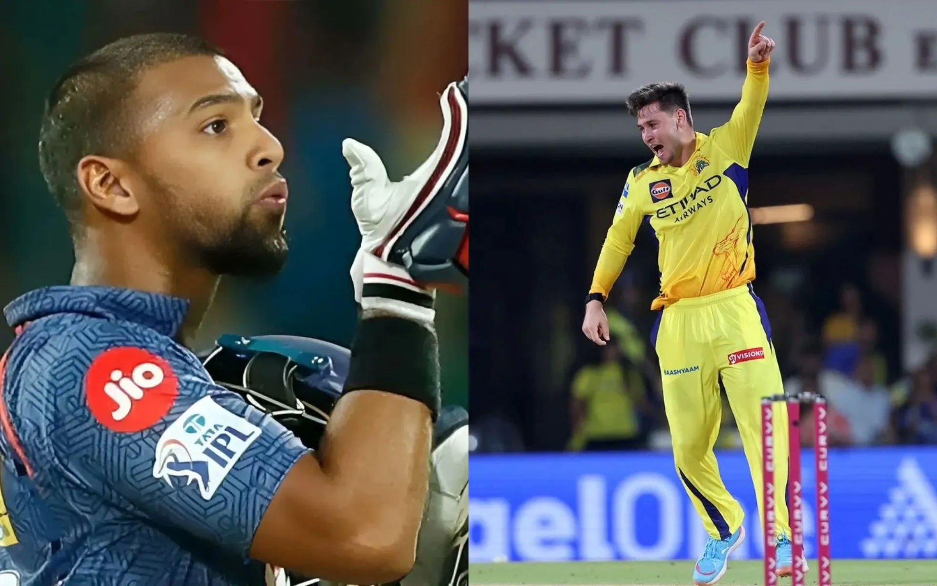 Nicholas Pooran and Noor Ahmad (Source: @IPL/X.com)