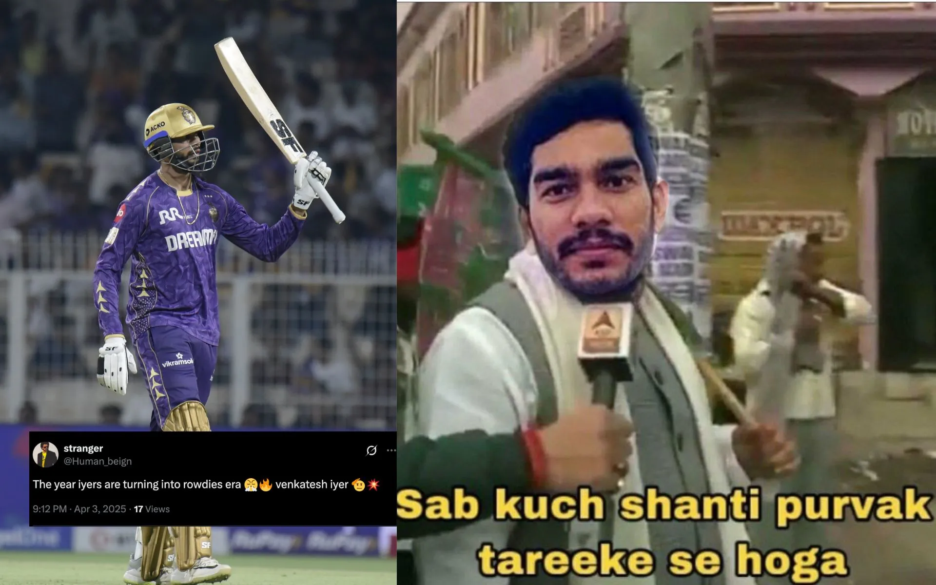 Venkatesh Iyer Silences Critics With His Bat [Source: @Human_beign/X.com]