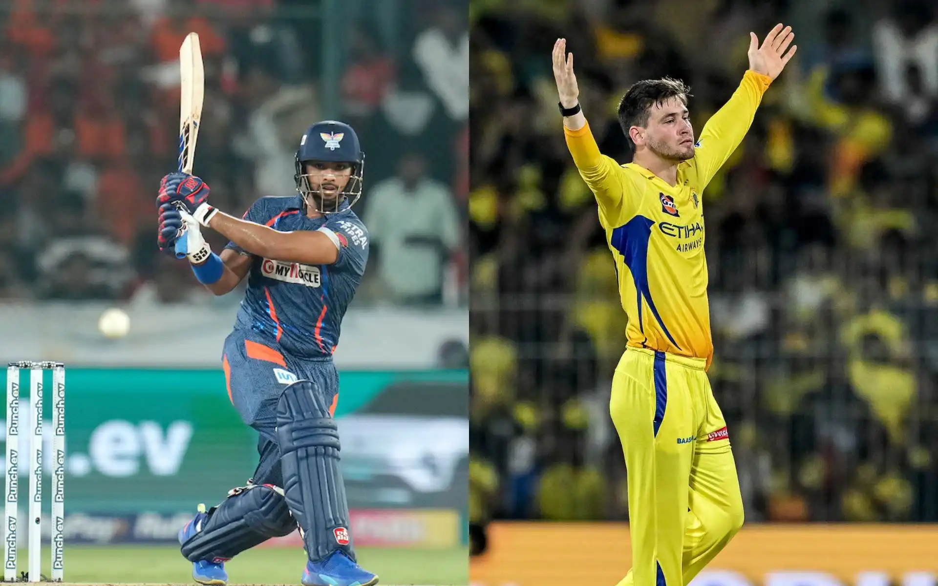 Nicholas Pooran and Noor Ahmad (Source: @IPL/X.com)