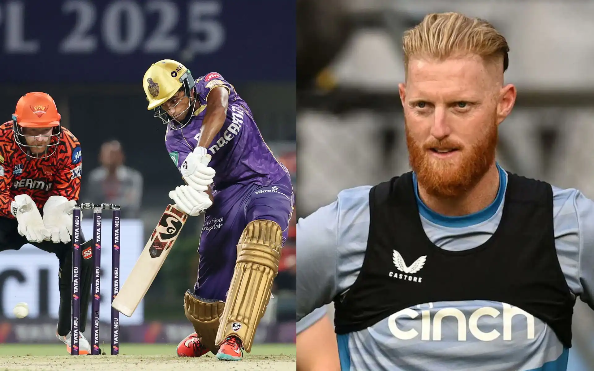 KKR's Angkrish Raghuvanshi and Ben Stokes [Source: @IPL, @mufaddal_vohra/x]