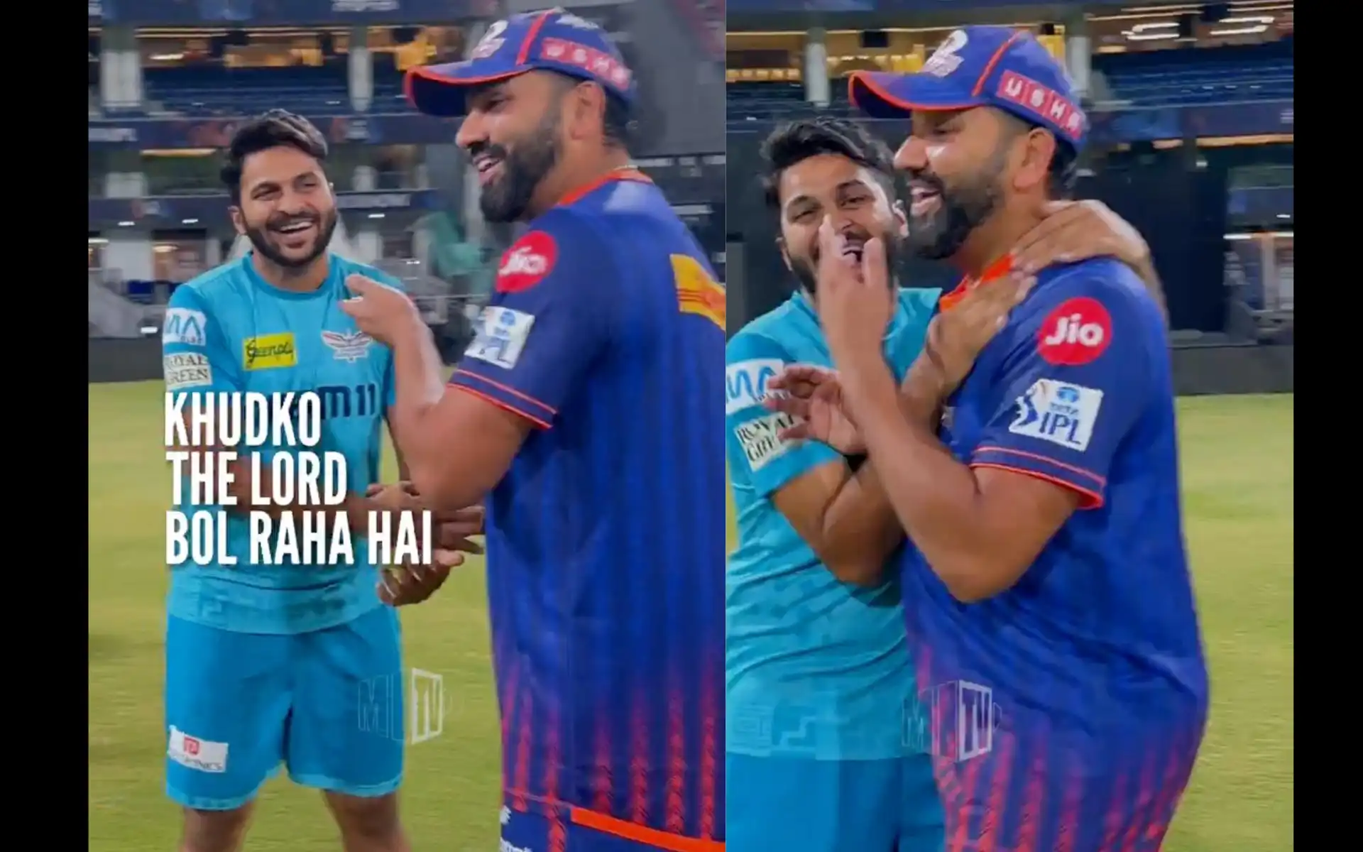 Rohit Sharma and Shardul Thakur's funny banter (Source:@Mumbai Indians,x.com)