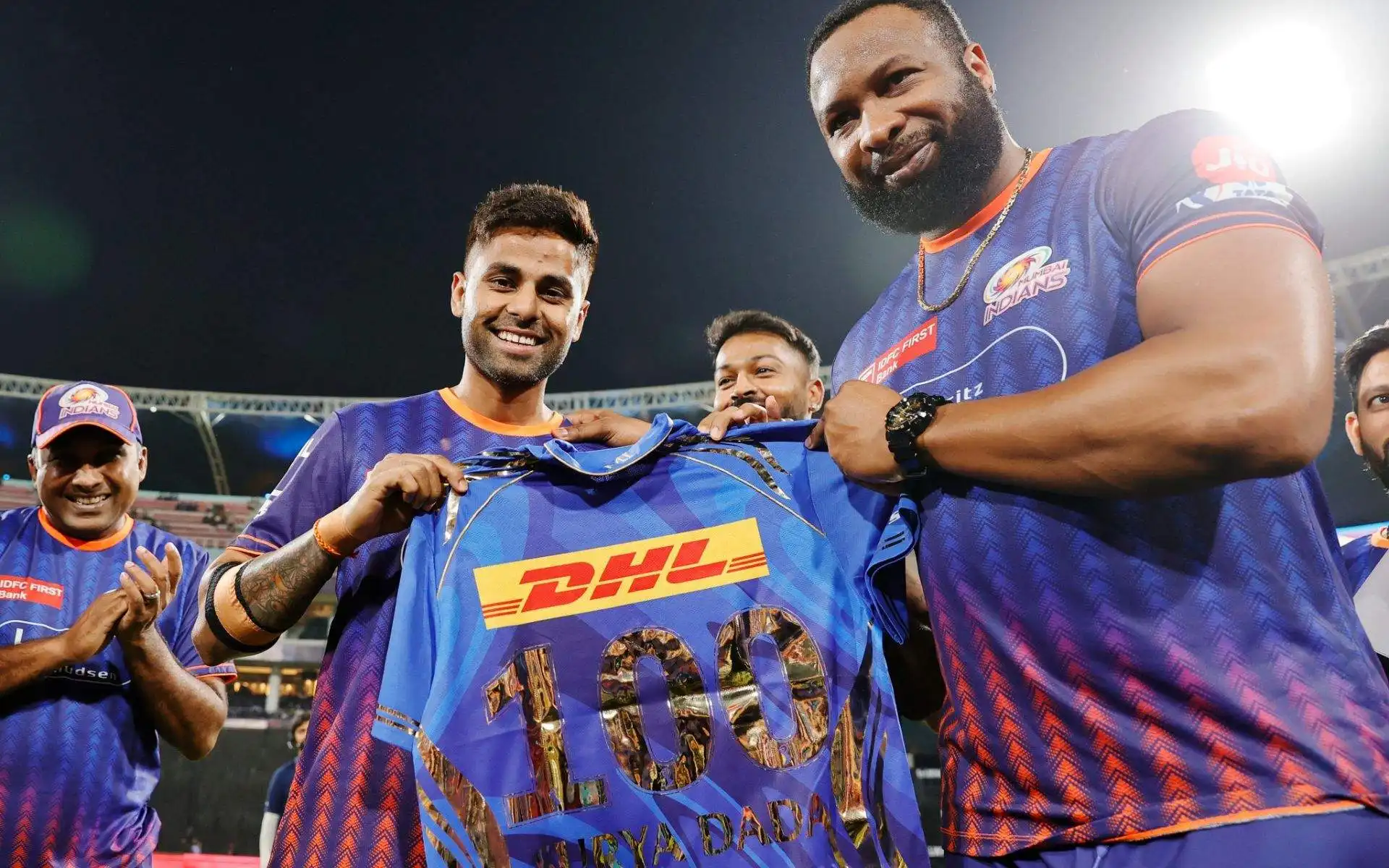 Suryakumar Yadav with Kieron Pollard (Source: @IPL/X.com)