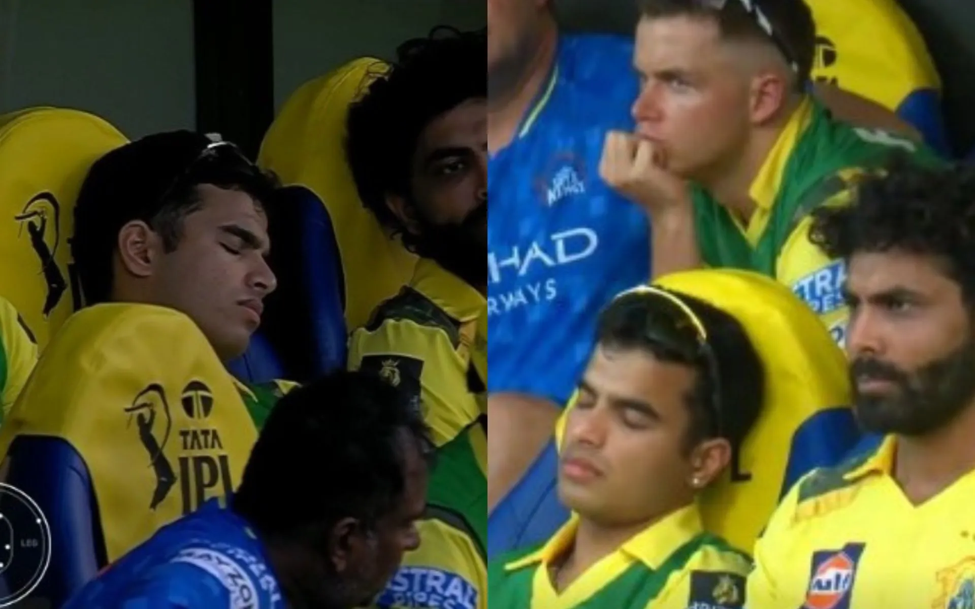 Vansh Bedi spotted sleeping in the dugout [Source: @Mahi_TheLeo07/x]