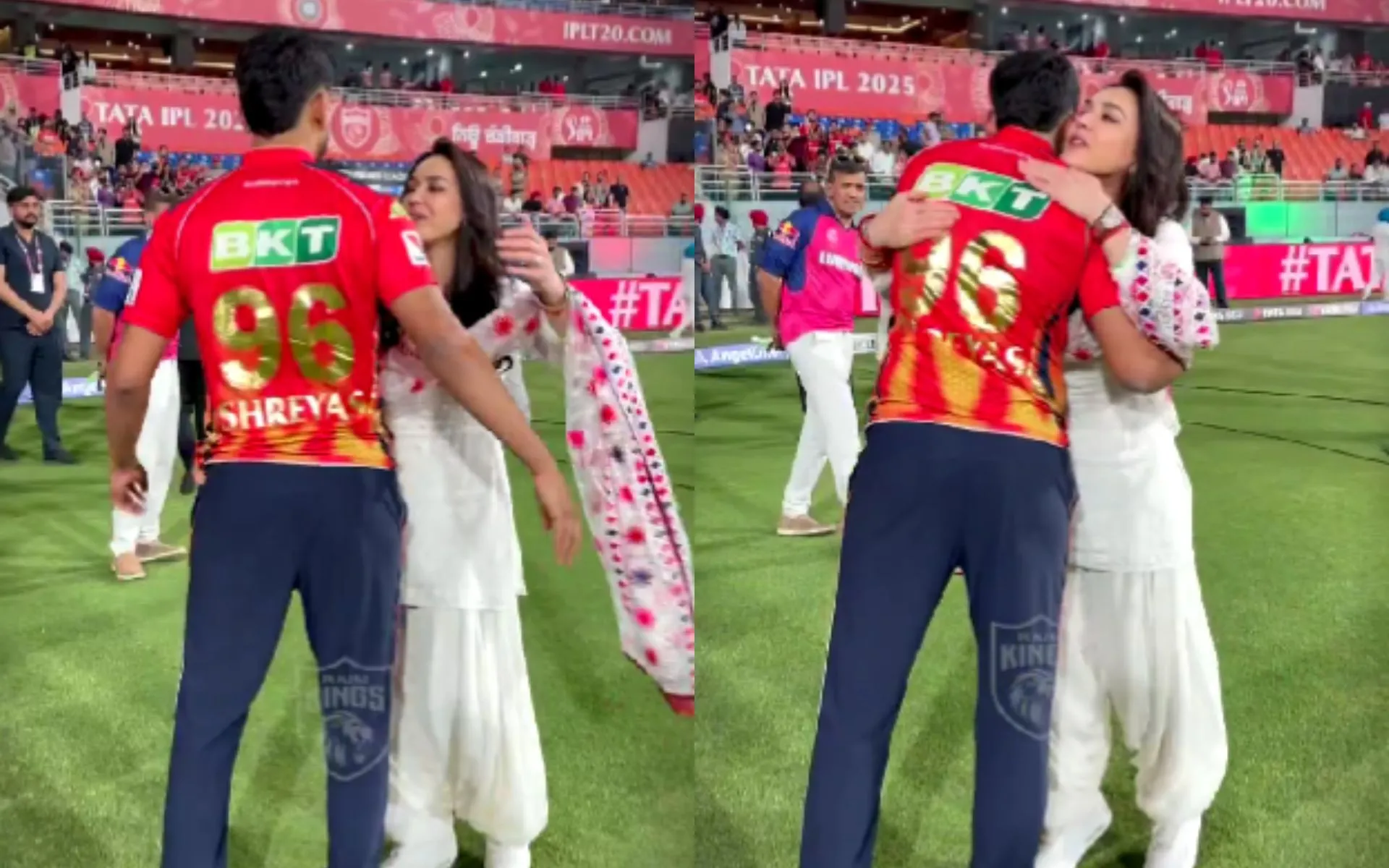 Preity Zinta hugs Shreyas Iyer after RR beats PBKS [Source: @PunjabKingsIPL/x.com]