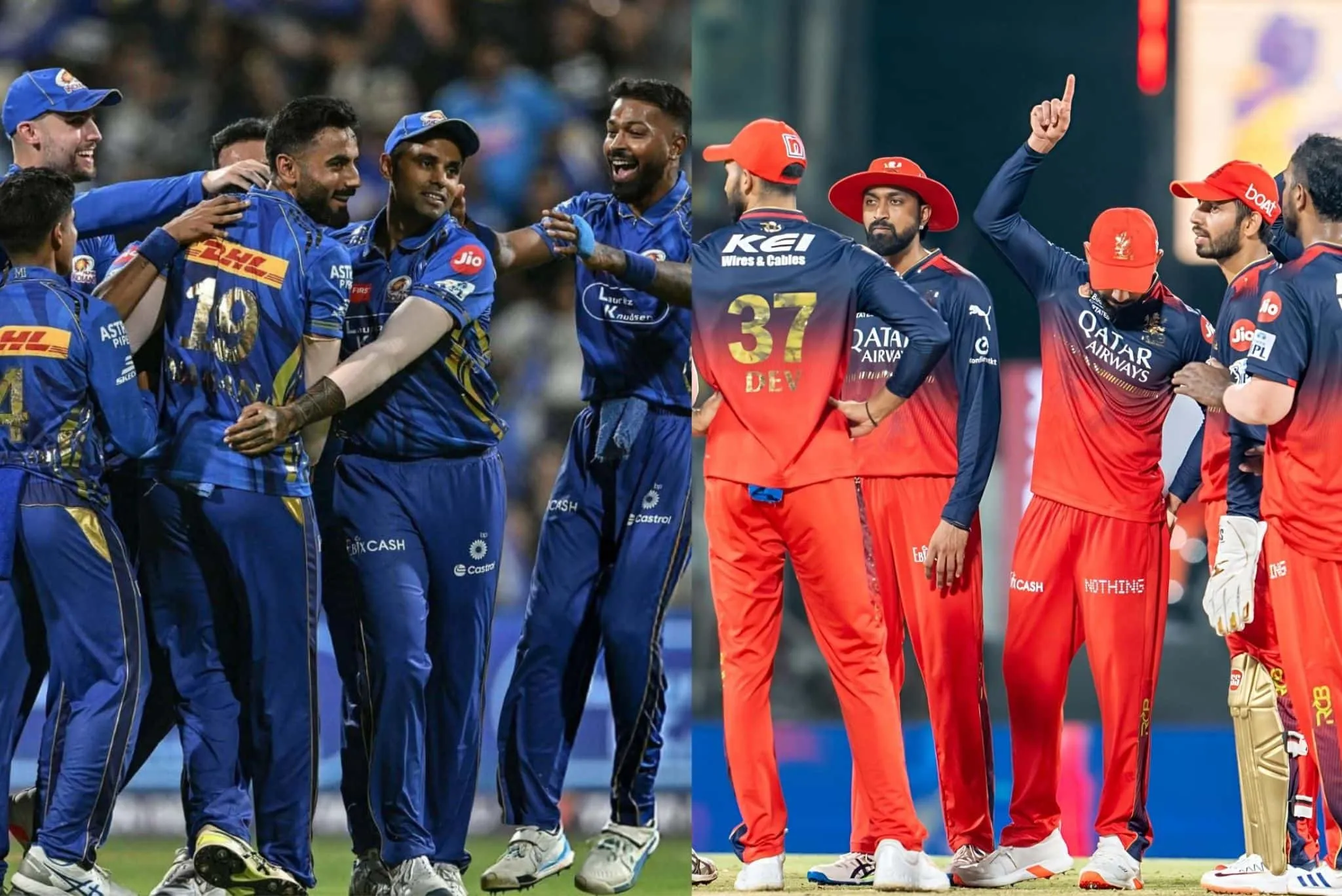 MI vs RCB, IPL 2025: Head to Head Ahead of match 20. [Source: X.com/@hardikpandya7 @MIPaltanFamily/x.com]