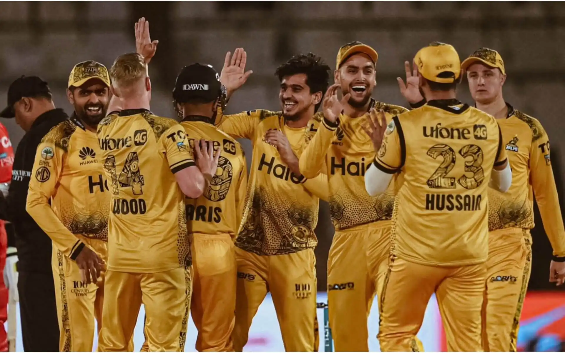 Peshawar Zalmi team in action [Source: @Talhaofficial01/X]