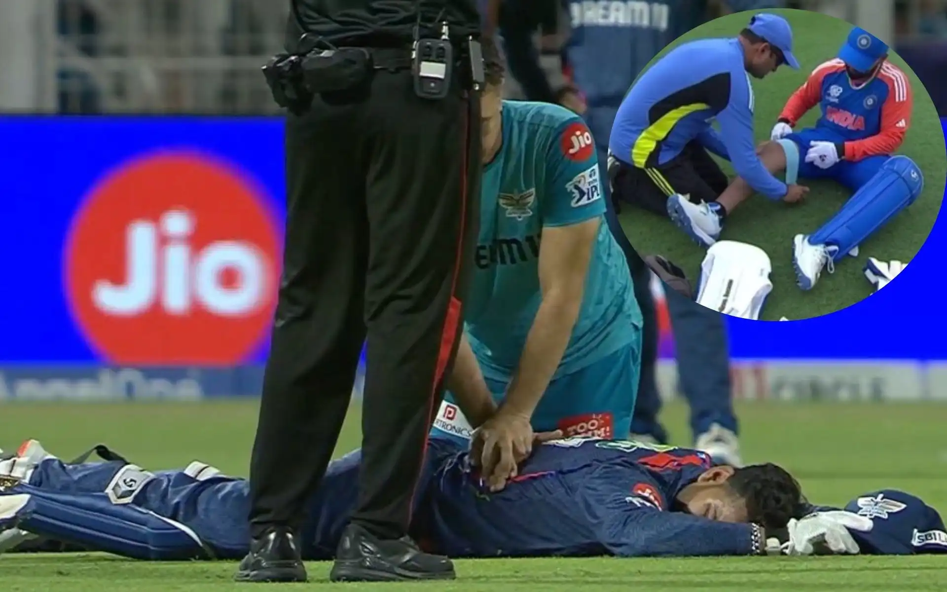 Rishabh Pant's fake injury tactics (Source:@OneCricketApp/X.com)