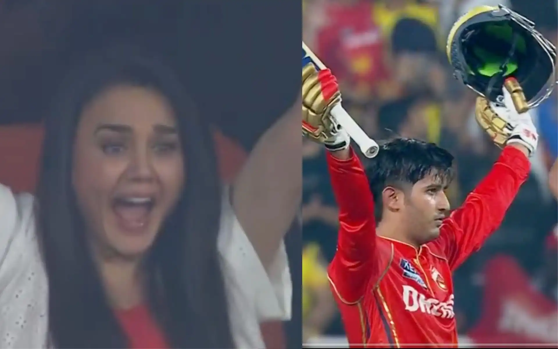 Preity Zinta's celebration for Priyansh Arya (Source:@IPL/X.com)