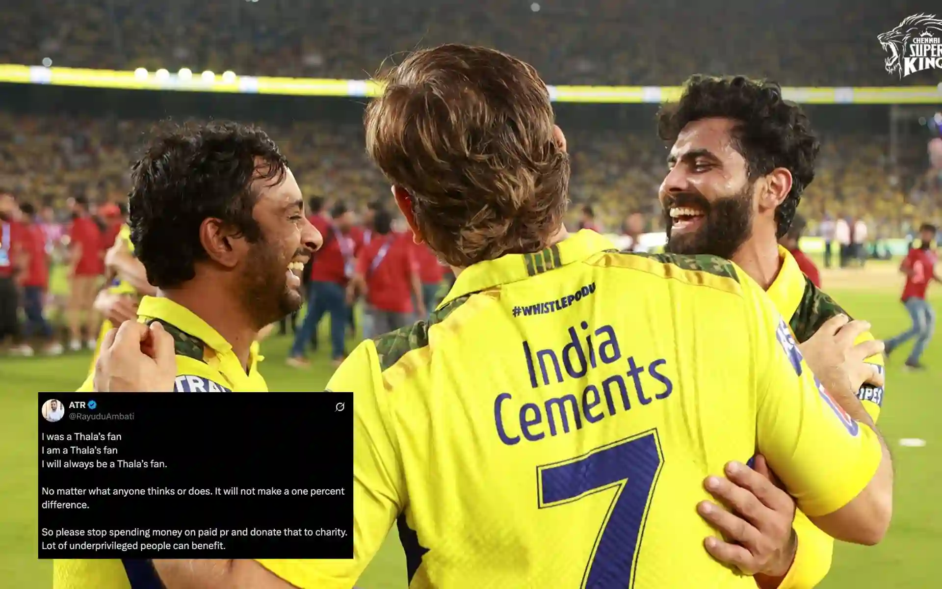 "I’ll Always Be A Thala Fan": Ambati Rayudu Hits Back At Trolls Over MS Dhoni Remarks