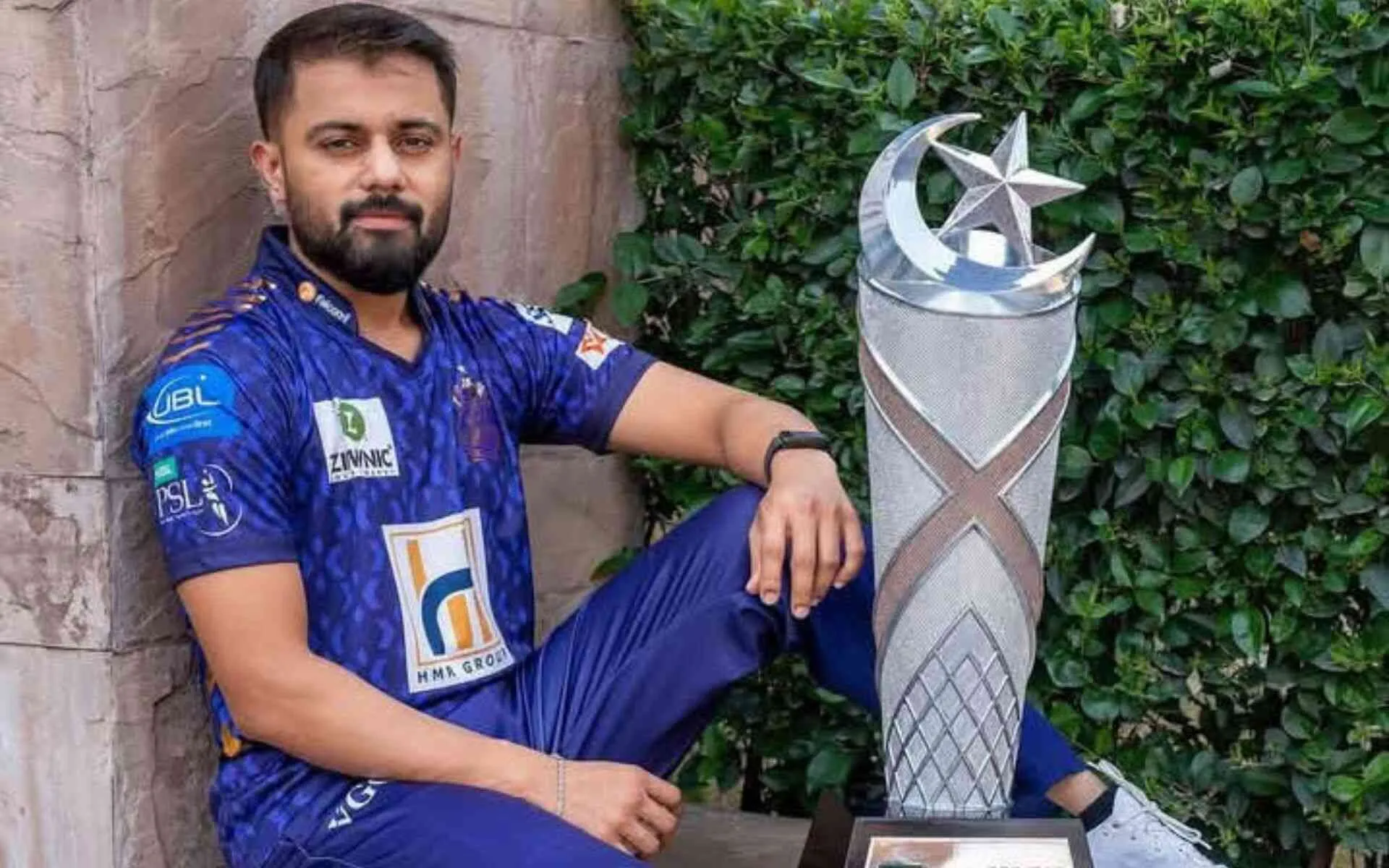 Saud Shakeel with PSL Trophy (Source:@Faizanali_152/X.com)
