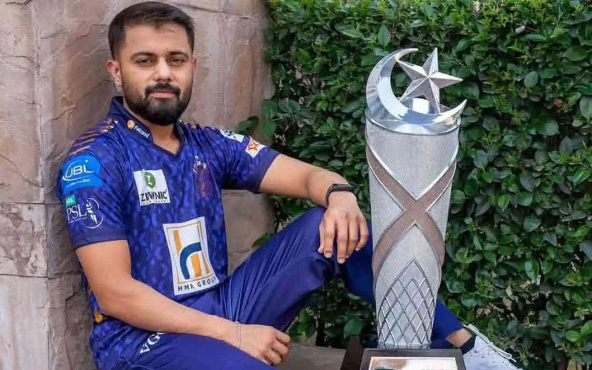 Saud Shakeel with PSL Trophy (Source:@Faizanali_152/X.com)