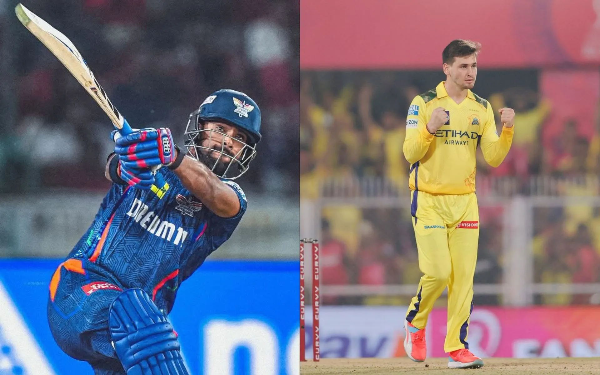 Nicholas Pooran and Noor Ahmad (Source: @IPL/X.com)