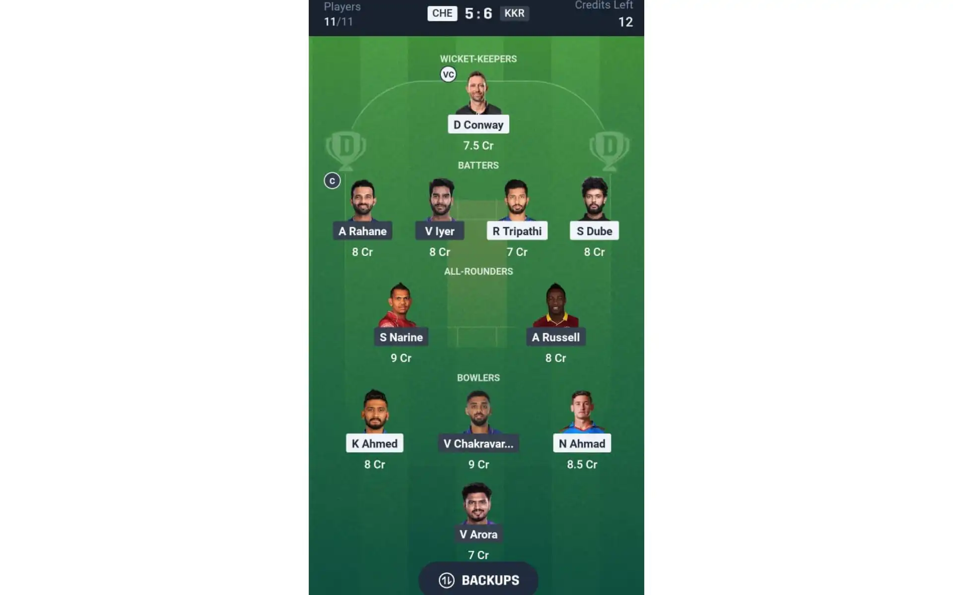 CSK vs KKR, IPL 2025: Dream11 Team 1 [Source: @Dream11 App]
