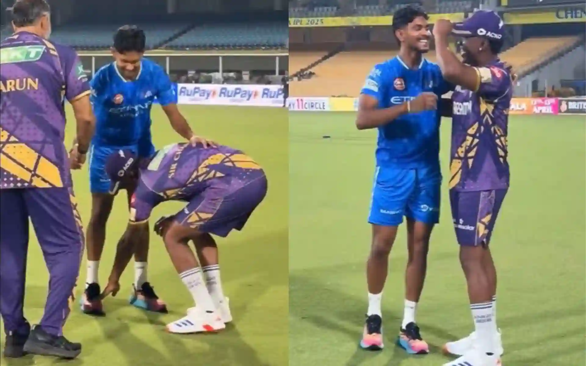 Dwayne Bravo Touches Pathirana's Feat, Calls Him ‘Baby GOAT’ Before CSK vs KKR Clash