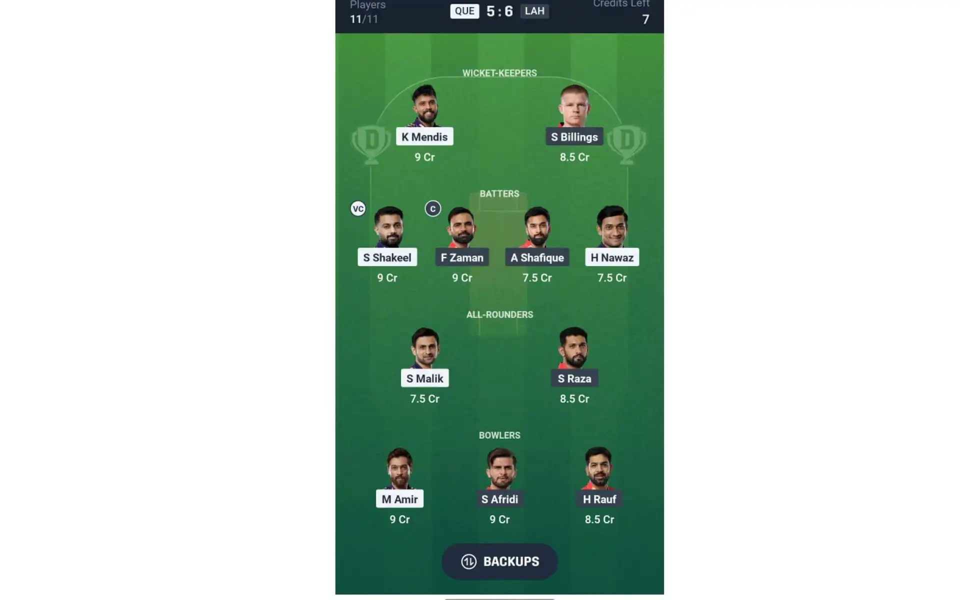 QUE vs LAH, IPL 2025: Dream11 Team 1 [Source: @Dream11 App]