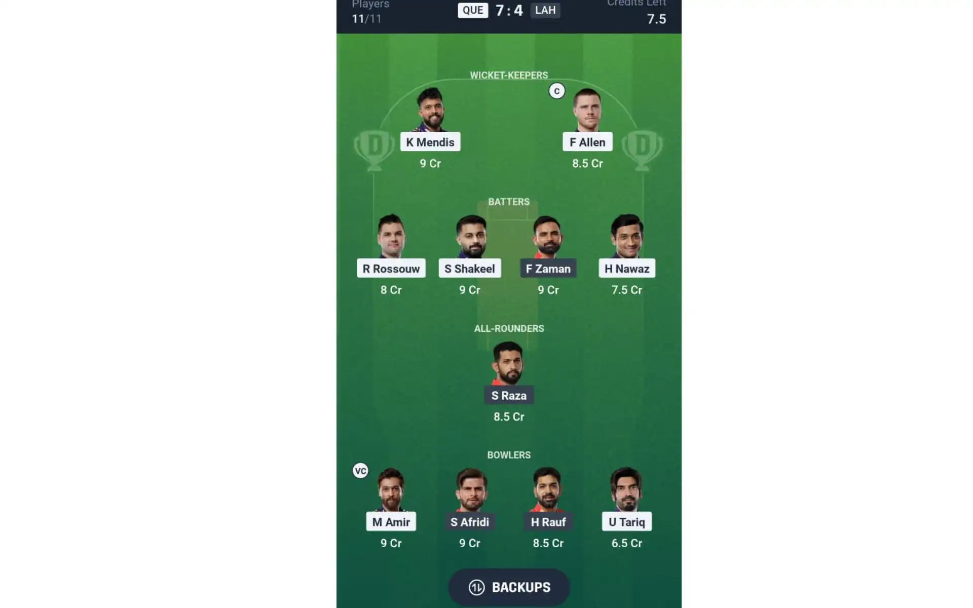 QUE vs LAH, IPL 2025: Dream11 Team 2 [Source: @Dream11 App]