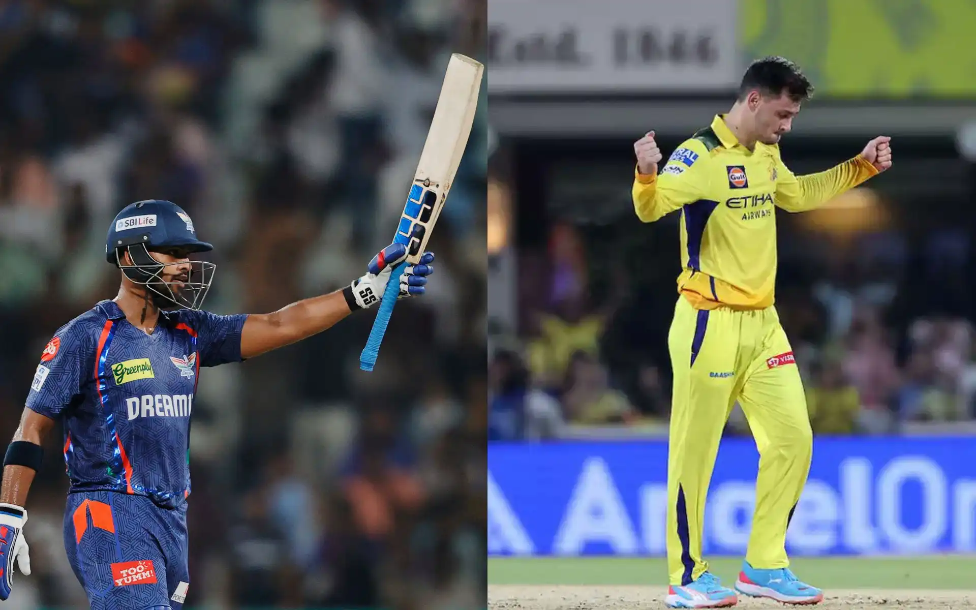 Nicholas Pooran and Noor Ahmad (Source: @IPL/X.com)