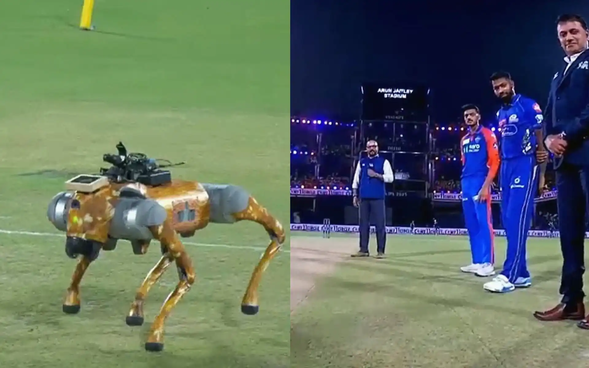 Robot during toss of DC vs MI (Source:@StarSportsIndia/X.com)