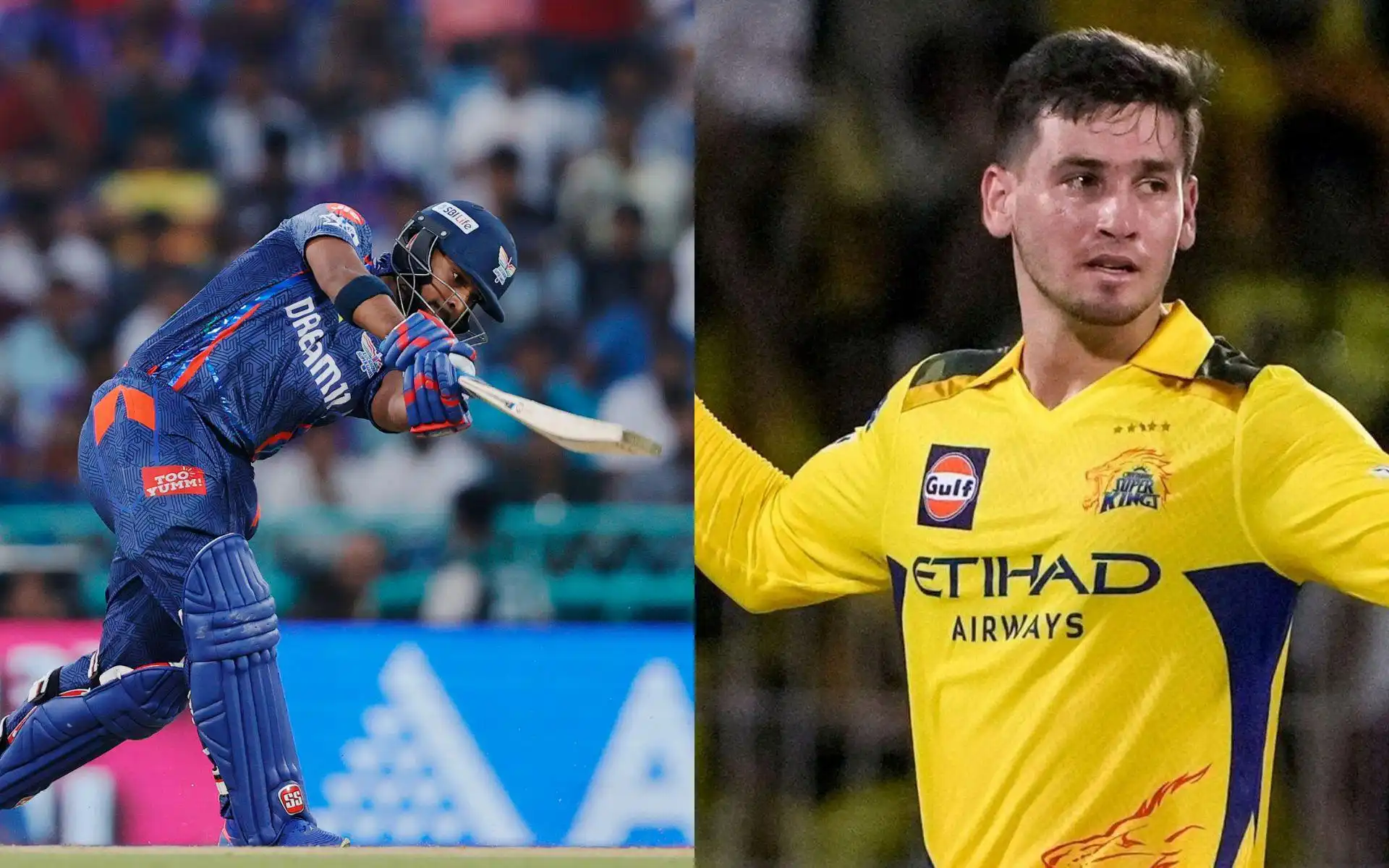 Nicholas Pooran and Noor Ahmad (Source: @IPL/X.com)