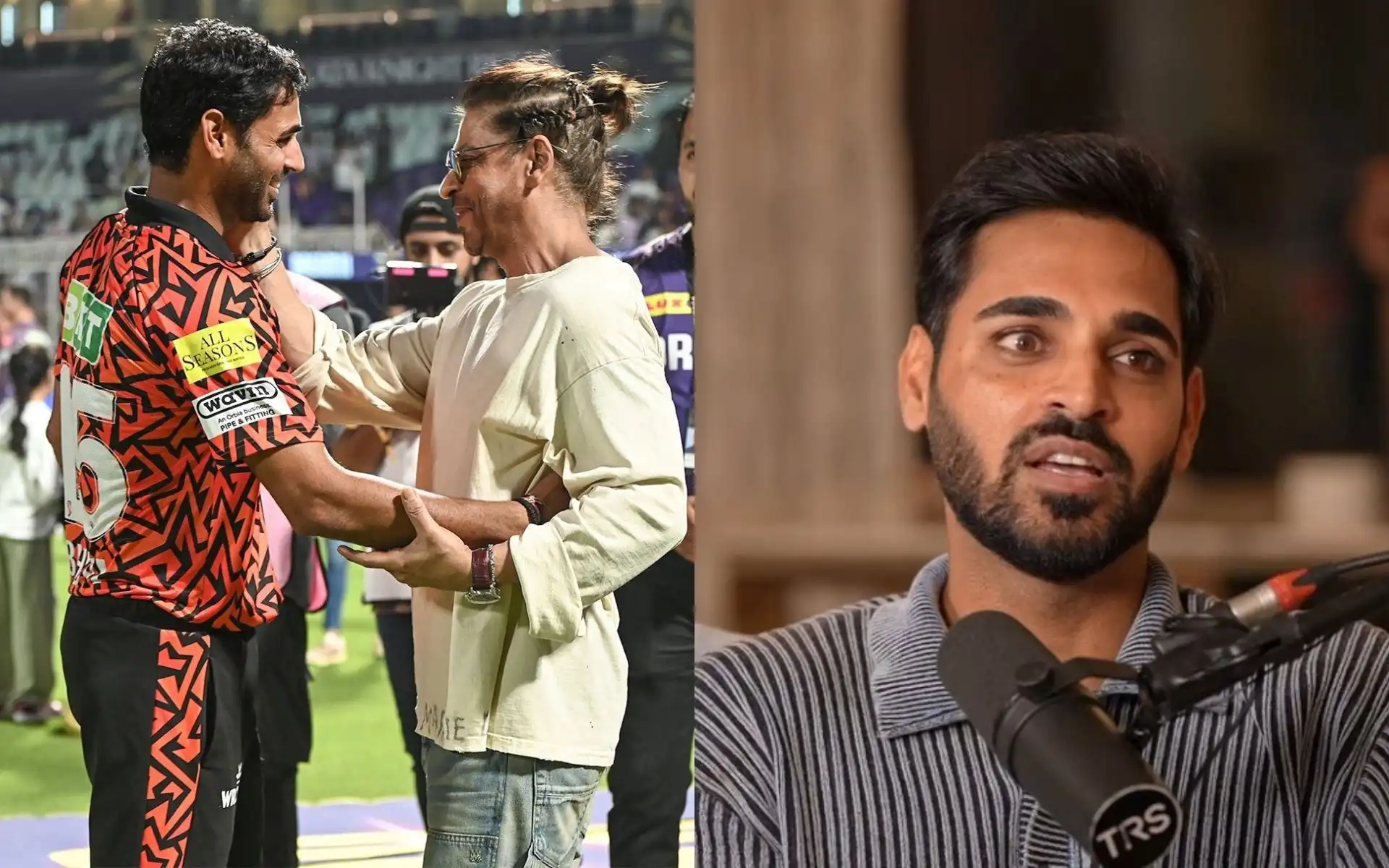 Bhuvneshwar Kumar with Shahrukh Khan (Source: @doncricket_/X.com)