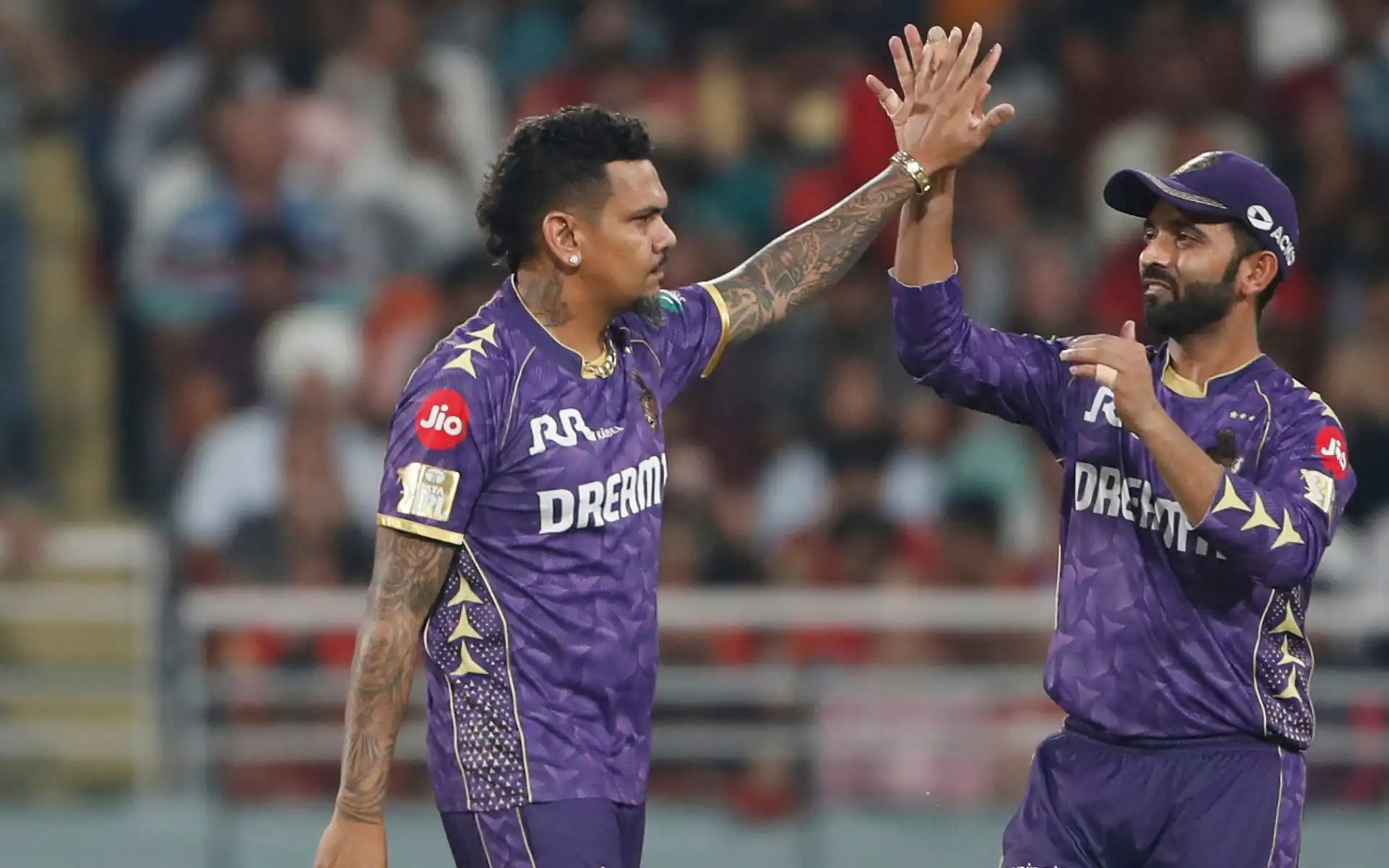 Sunil Narine celebrating a Punjab Kings wicket [Source: AP Photos]