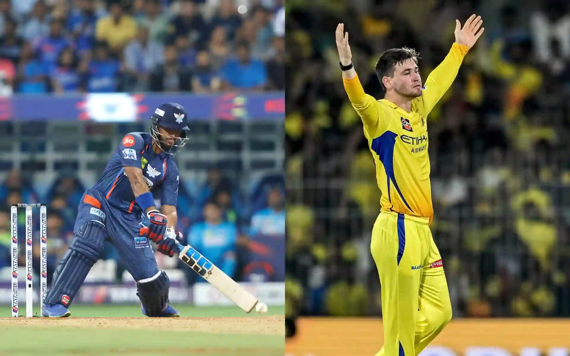 Nicholas Pooran and Noor Ahmad (Source: @IPL/X.com)