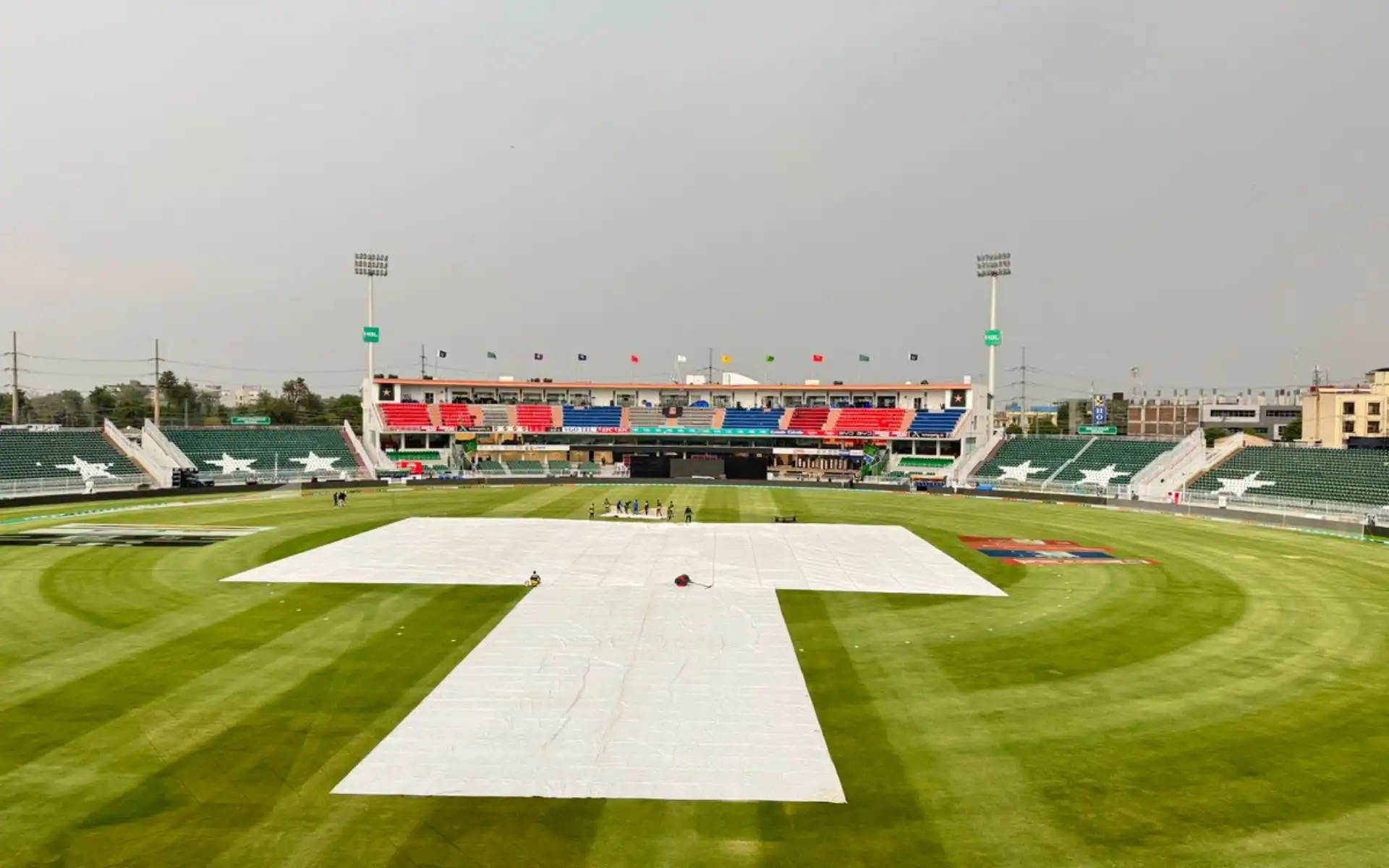 Rawalpindi Cricket Stadium is under covers [Source: @abubakartarar_/X]