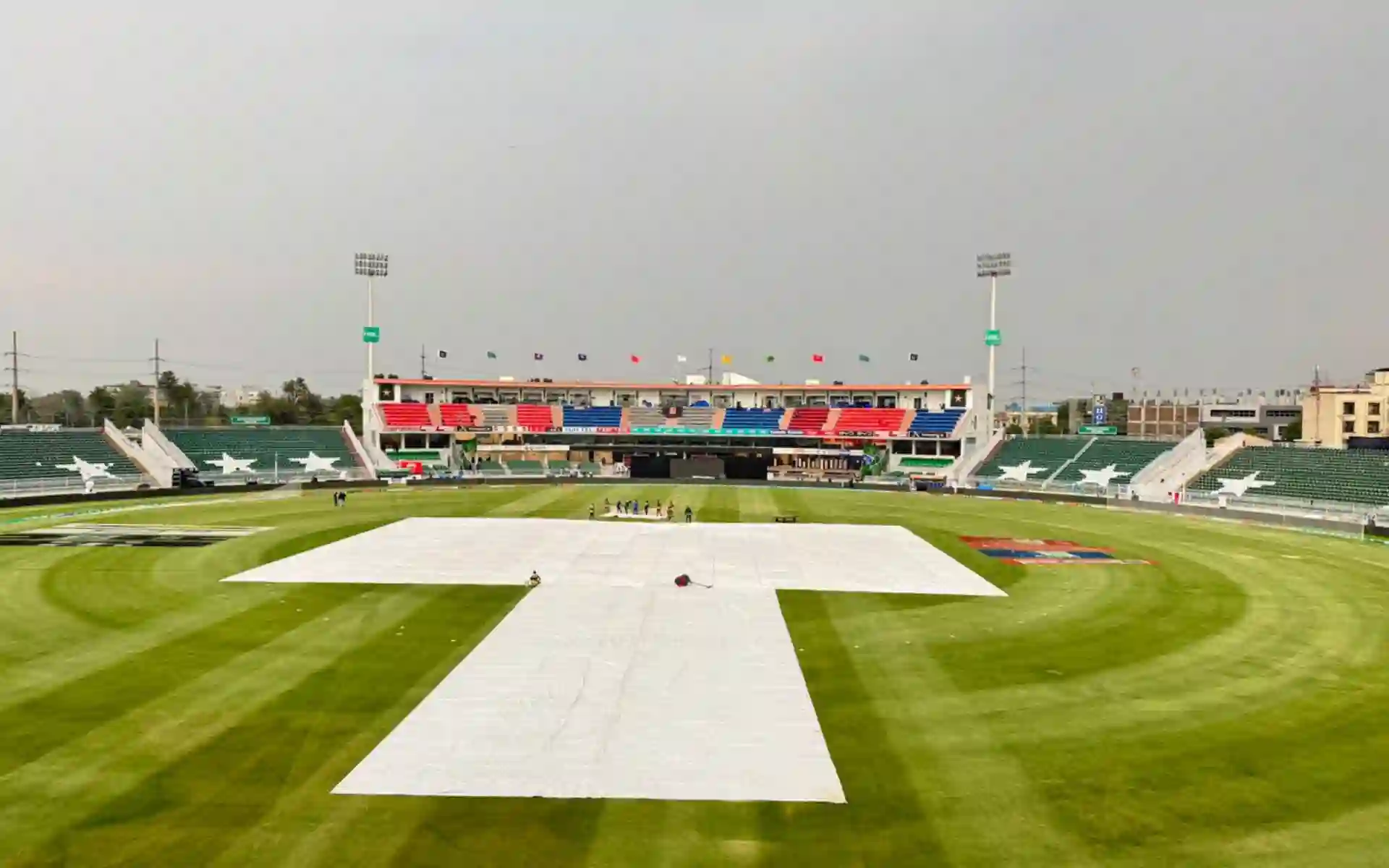 Rawalpindi Cricket Stadium is under covers [Source: @abubakartarar_/X]